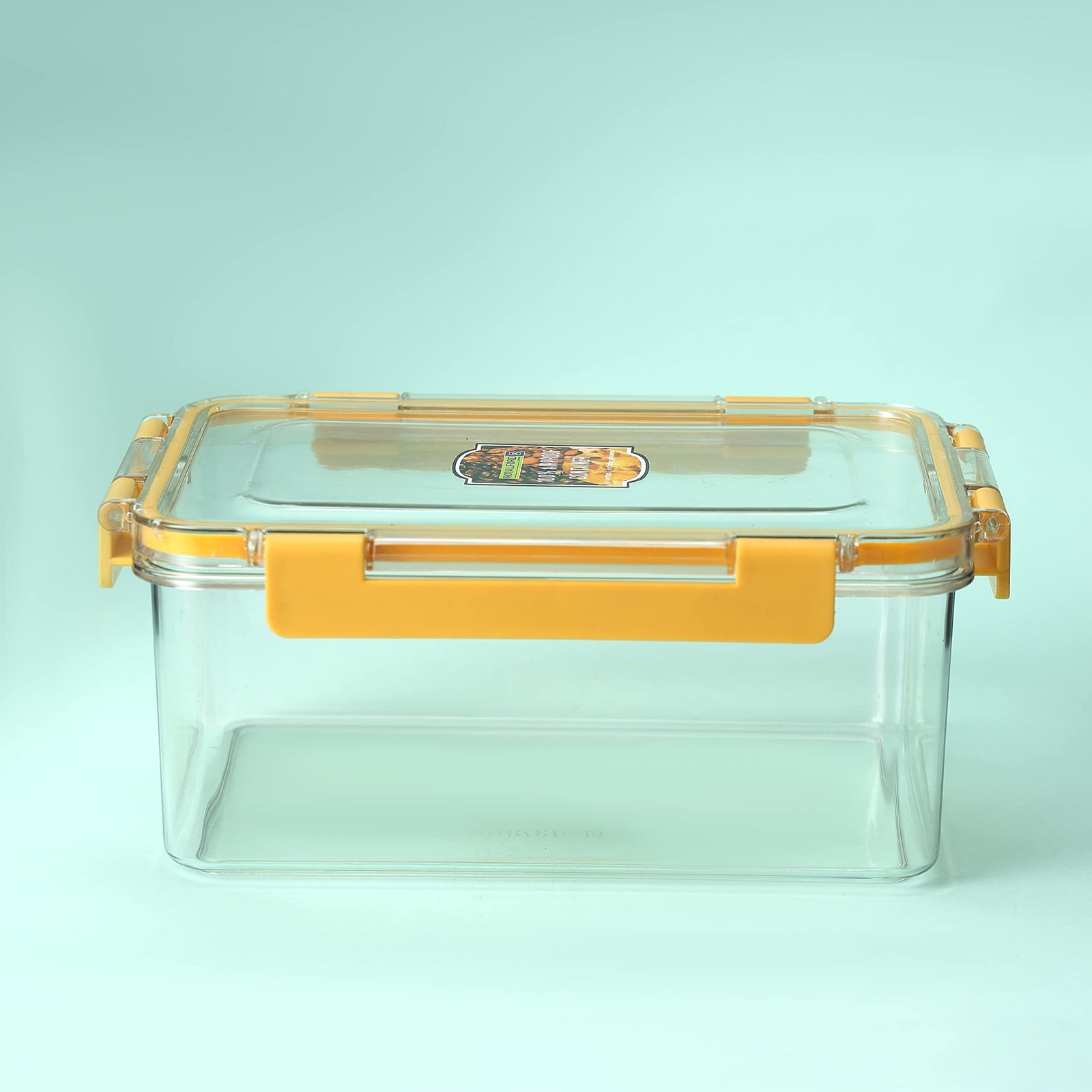 Royalford 3000 ml rectangular airtight container with a lid-rf11253 plastic container with a silicone sealing ring fitted lid transparent, leak-proof and durable design yellow