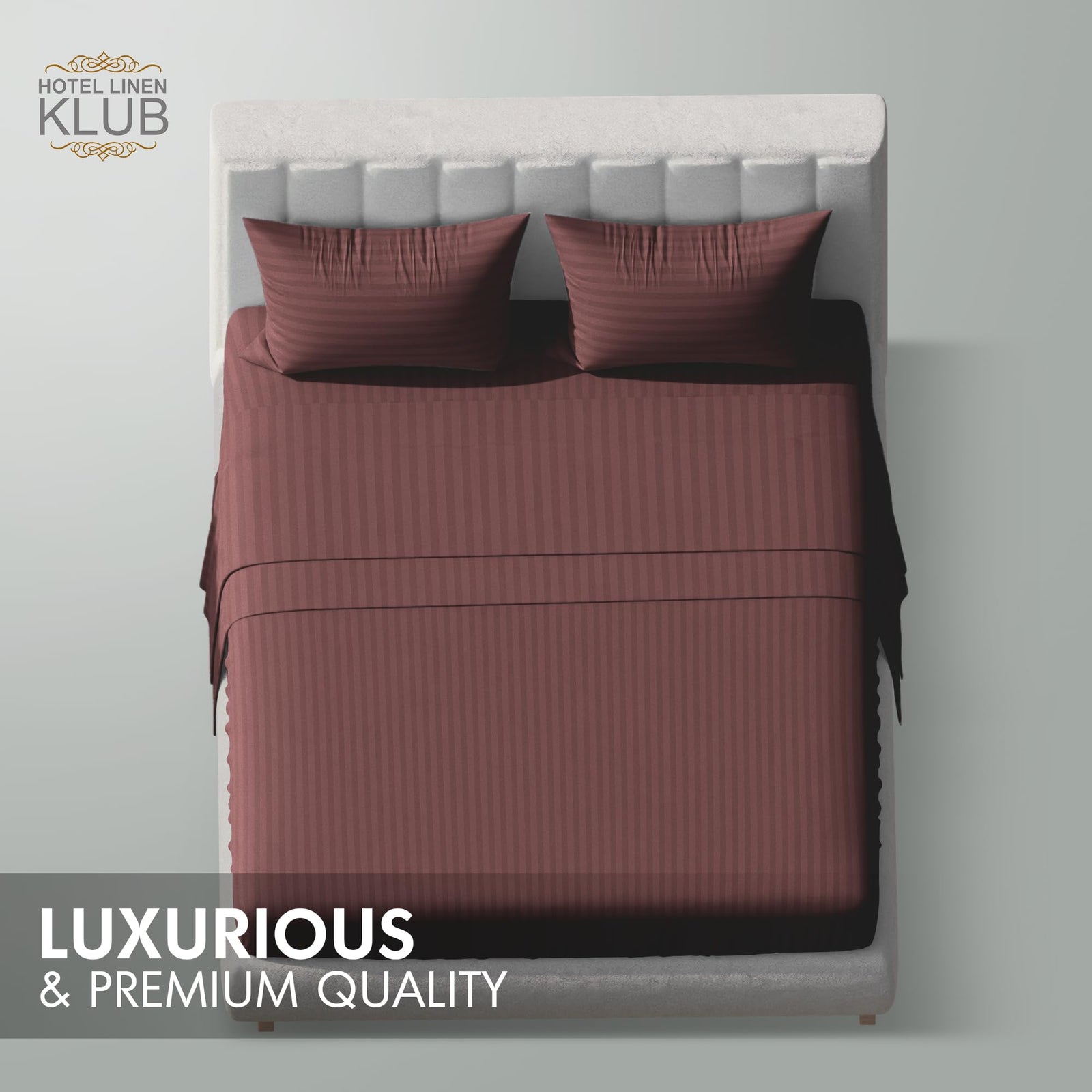Hotel Linen Klub Striped Microfiber Fitted Sheet Set - Double (120 x 200 cm) + 2 Pillowcases (50 x 75 cm), Premium Durable Quality, Deep Pocket for a Perfect Fit, Chocolate
