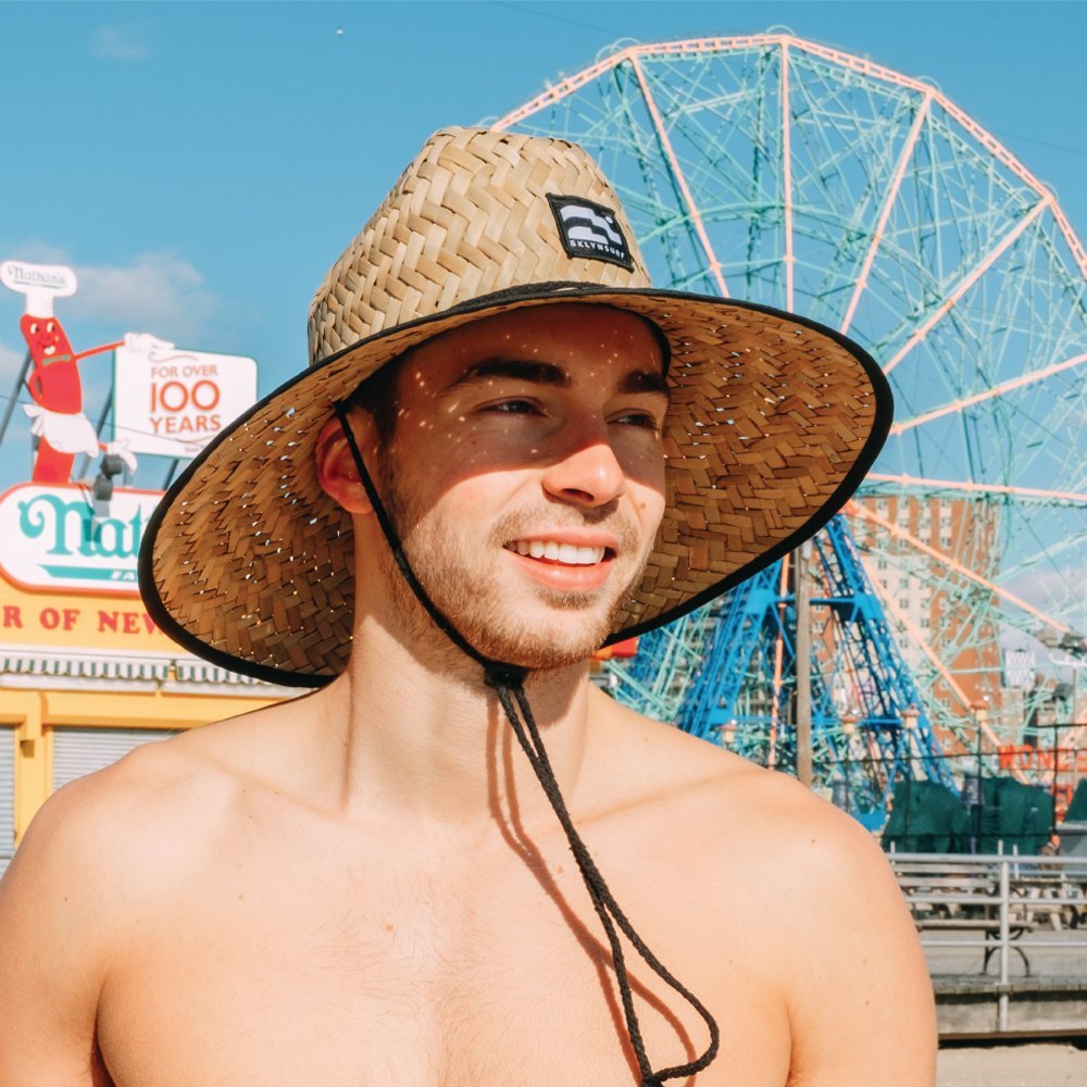 Brooklyn Athletics Men's Lifeguard Beach Sun Straw Hat - Unisex, Natural, One size