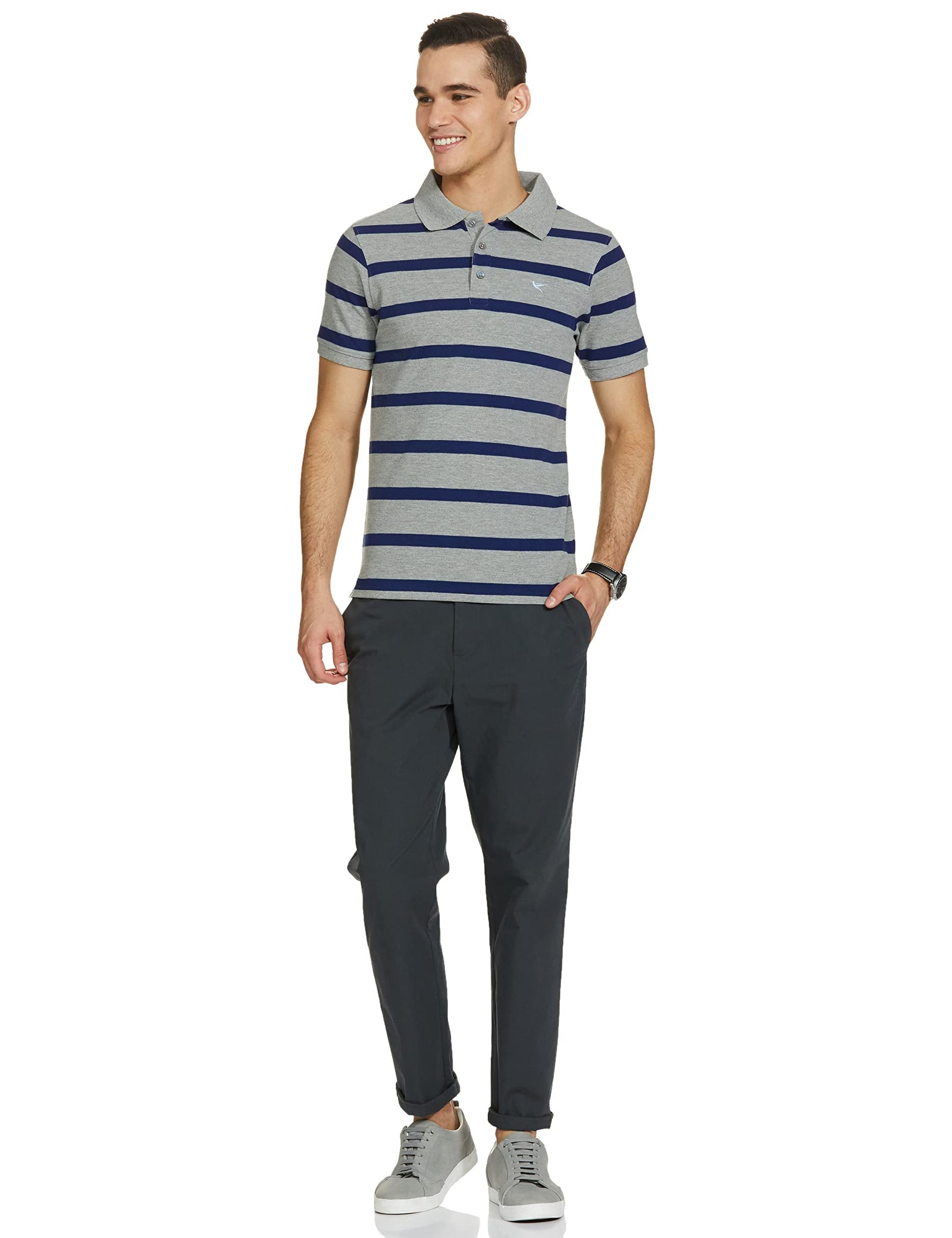 Deniklo Men's Striped Regular fit Polo Shirt