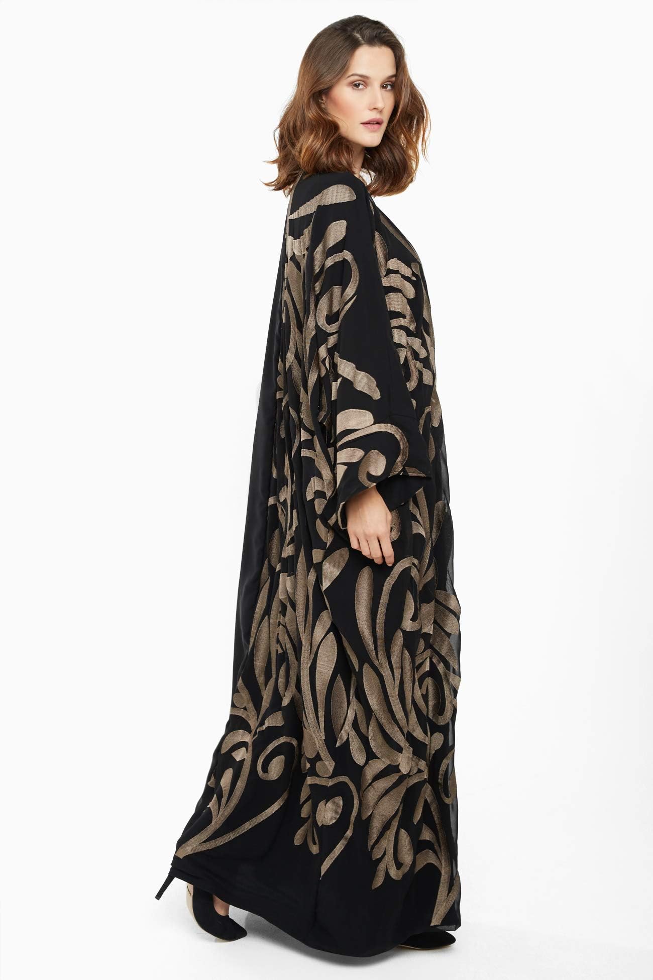 Nukhbaa Womens Premium Abaya Made With Fine Fabric, Comes Matching Hijab AJ728A
