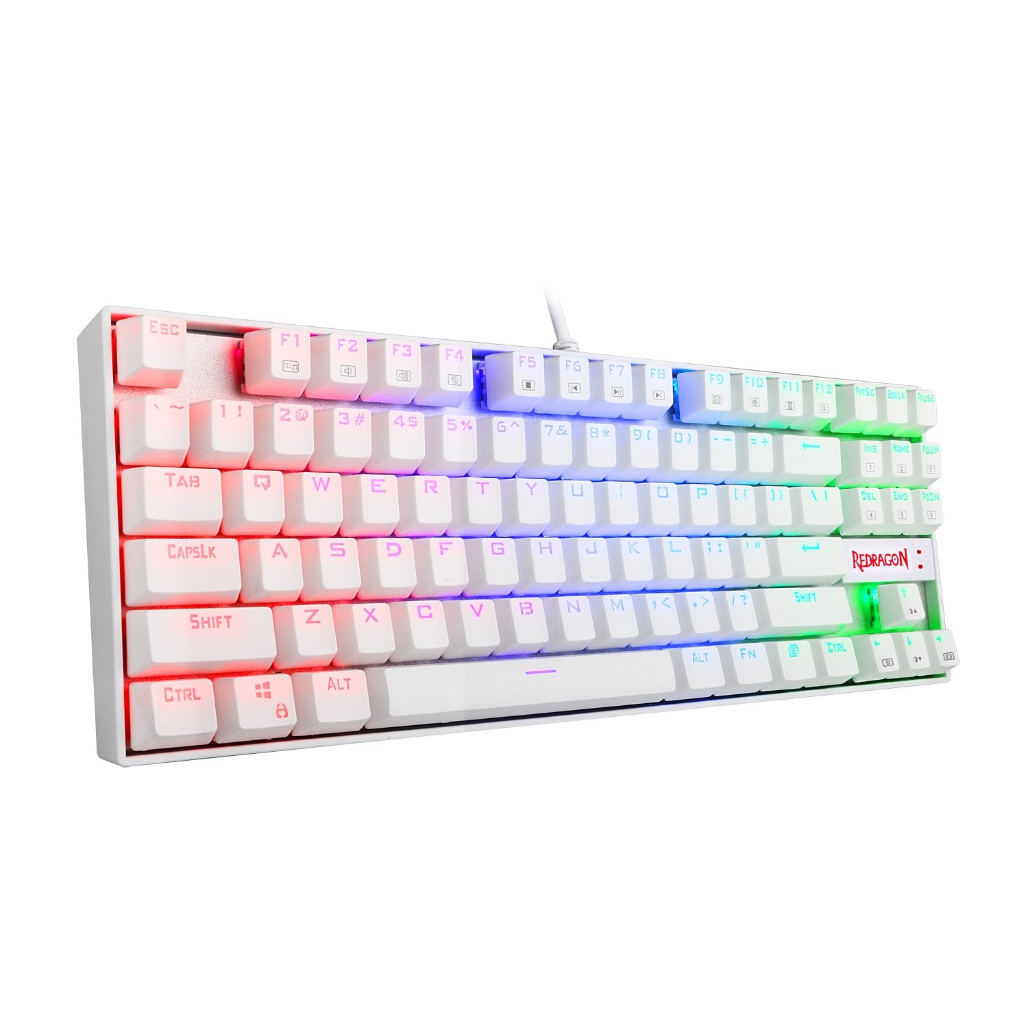 Redragon K552 Mechanical Gaming Keyboard 60 Percent Compact 87 Key Kumara Wired Anti-Dust Proof Red Switches for Windows PC Gamers (RGB Backlit White)