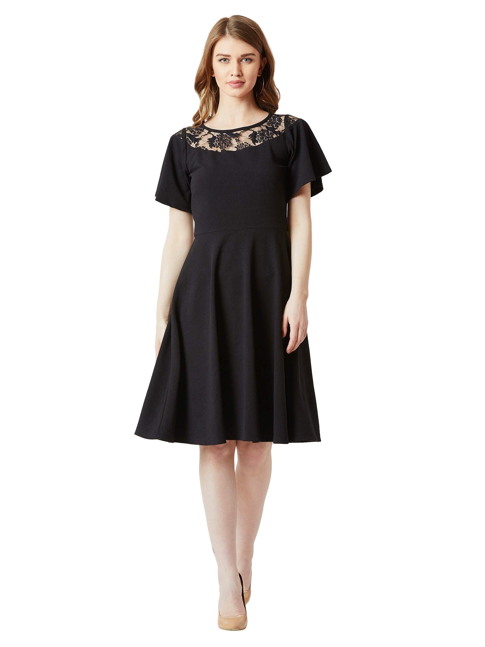 Miss Olive Women's Round Neck Sleeveless Embellished Midi Dress (MOSS22D13-65-261-05)