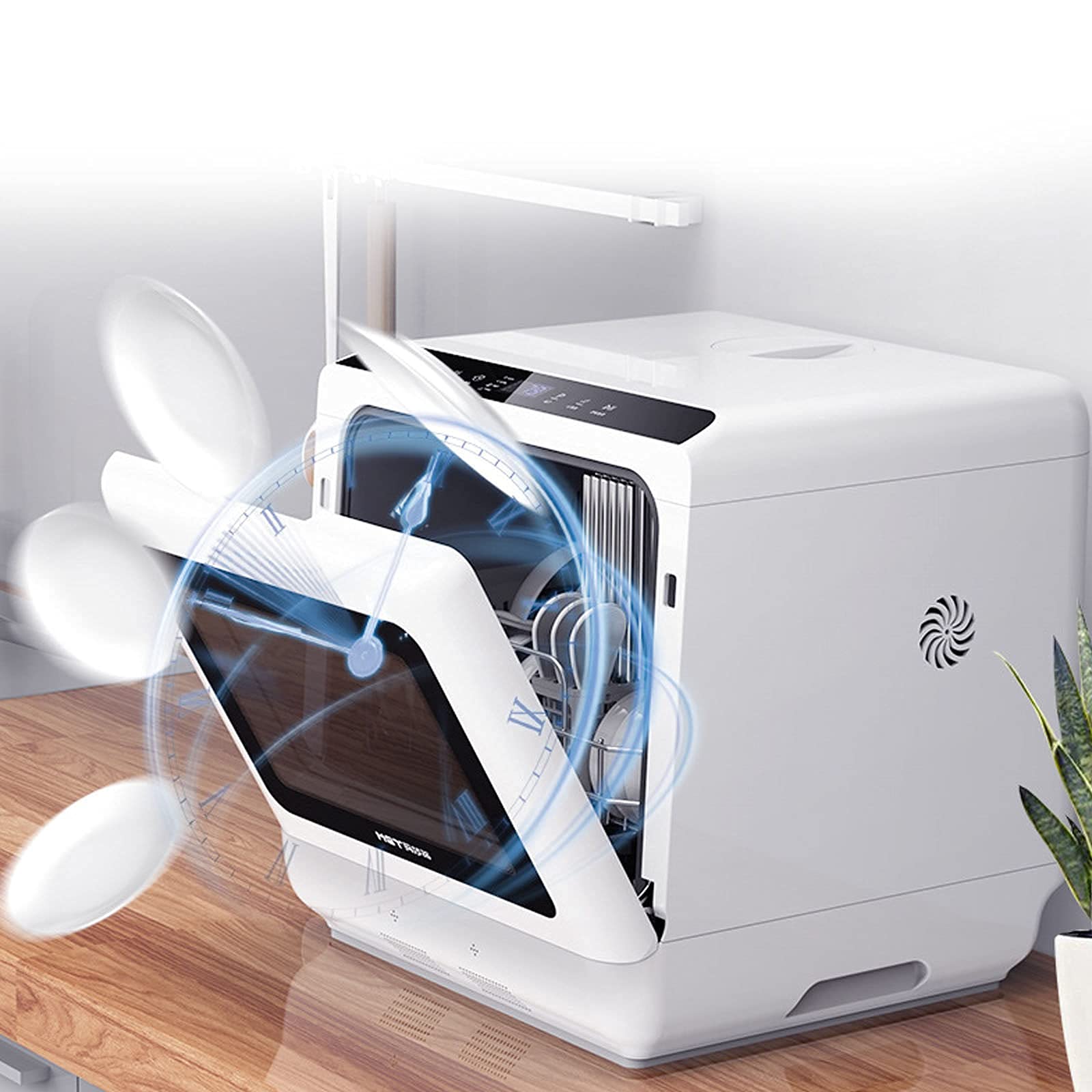 MOSHUO Mini Portable Dishwasher,Automatic Household Dishwasher,Desktop Dishwasher Small Dish-washing Machine Tableware Capacity 4-6 Sets,High Temperature Disinfection and Drying,Built-in Water Tank