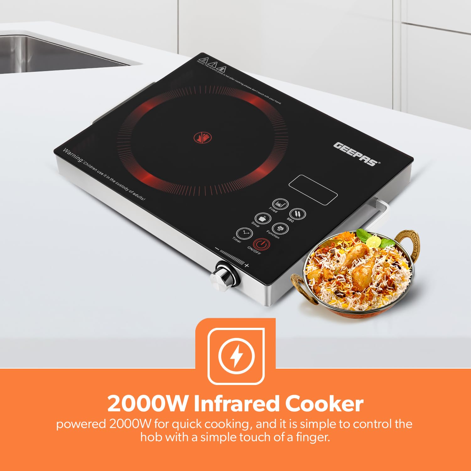 Dig Infrared Cooker 2000W Digital Infrared Cooker GIC6920|Elegant Design, Fireproof material, Stainless steel body| Overheat protection, high & low voltage protection