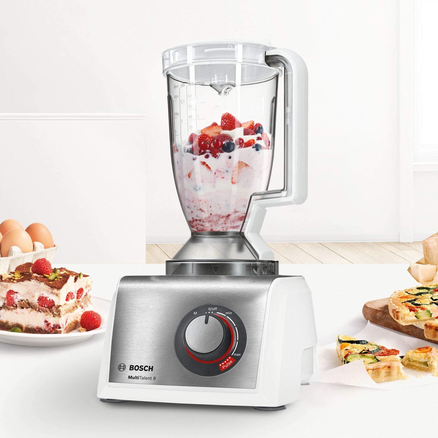 Bosch Food Processor MC812S734G Multi-Talent 8, 1200W, XXL Bowl with 3.9L capacity, Brushed Stainless Steel