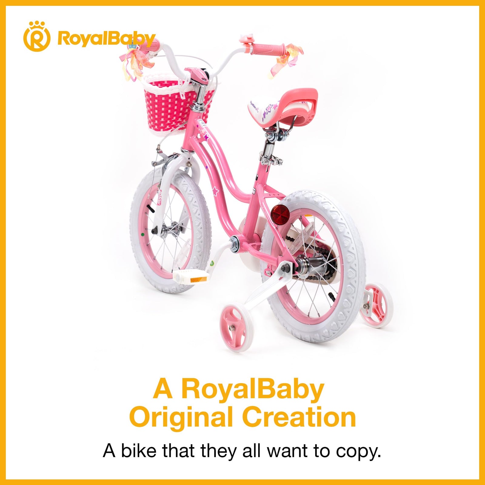 RoyalBaby Girls Kids Bike Stargirl 12 14 16 18 Inch Bicycle 3-9 Years Old Basket Training Wheels Kickstand Pink Blue Child's Cycle