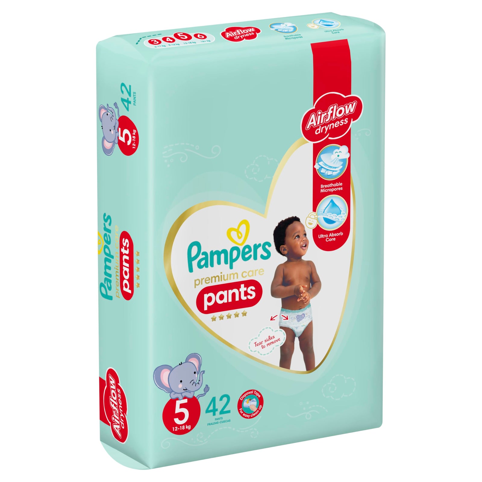 Pampers Premium Care Pants Diapers, Size 5, 12-18kg, Unique Softest Absorption for Ultimate Skin Protection, 40 Count