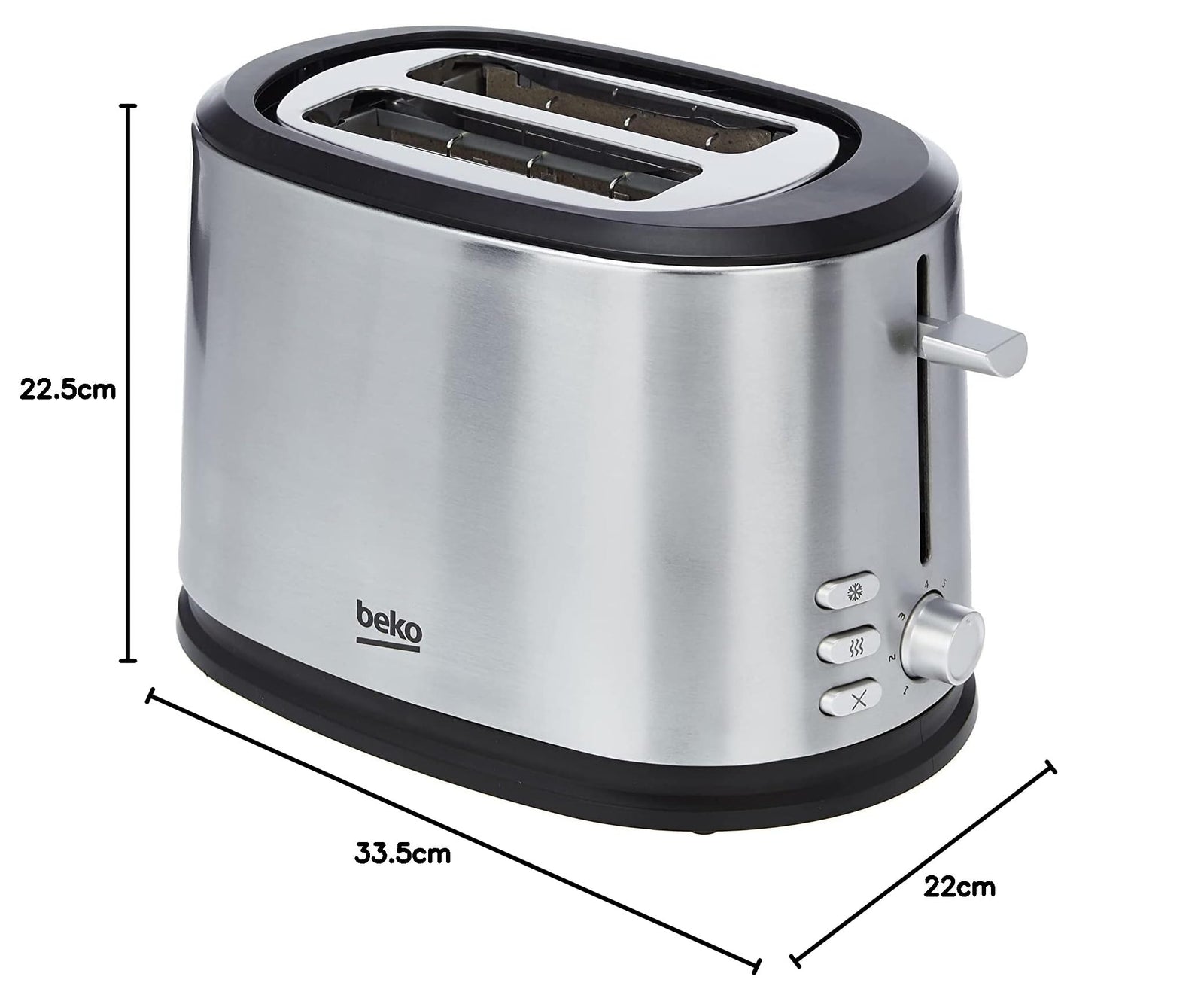 Beko TAM6201I 2-Slice Toaster 7-Toasting Levels 850W Stainless Steel