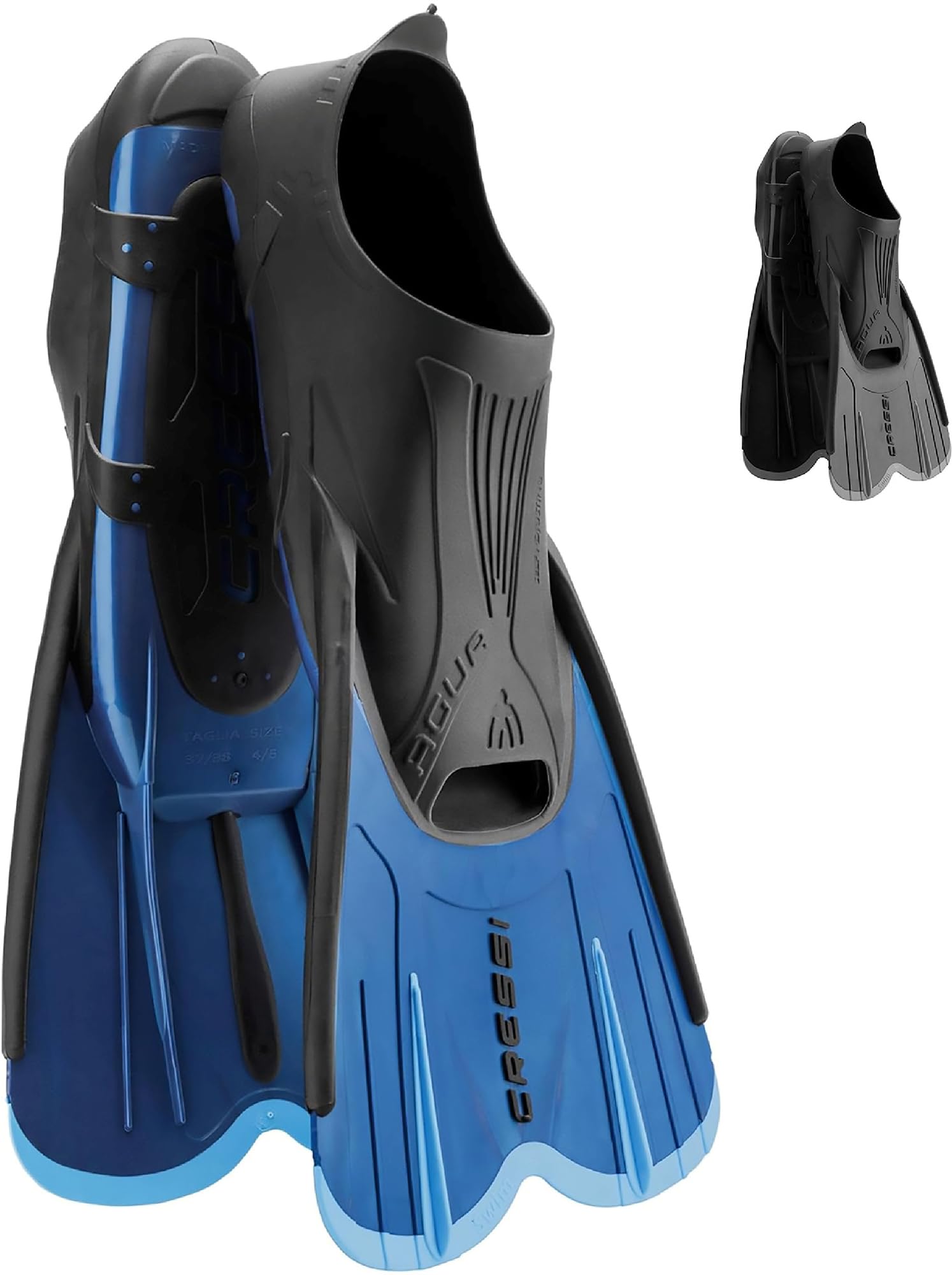 CRESSI Agua Short Fins - Self Adjusting Short Fins Snorkeling & Swimming Adults and Children