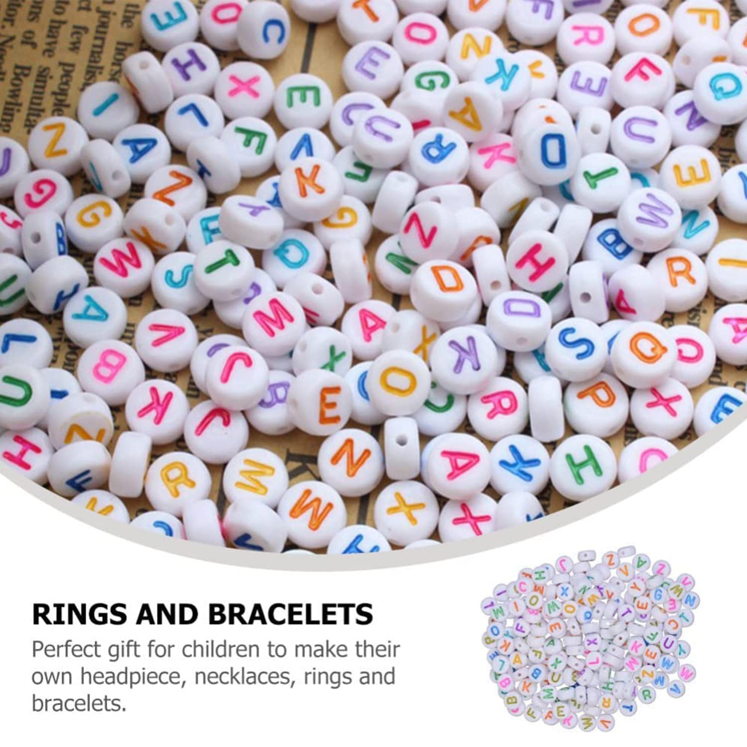 Ibama 500Pcs Letter Beads Alphabet Beads A Z Round Colors Acrylic For Jewelry Bracelets Making And Crafts Diy Material, DIYBeads07-24-450