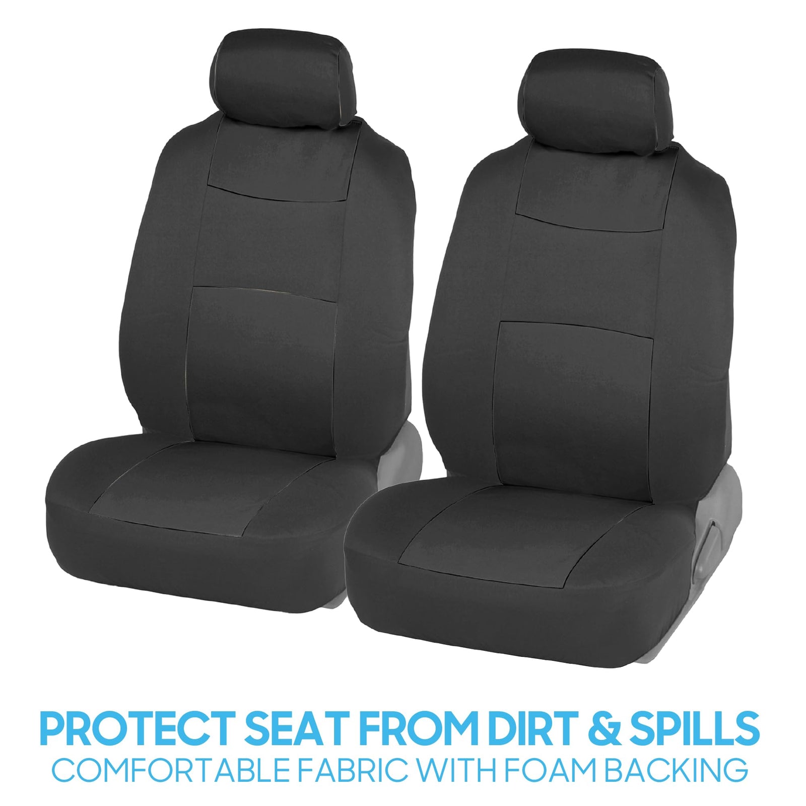 BDK PolyPro Car Seat Covers Full Set in Solid Charcoal – Front and Rear Split Bench Seat Covers for Cars, Easy to Install, Accessories for Auto Trucks Van SUV