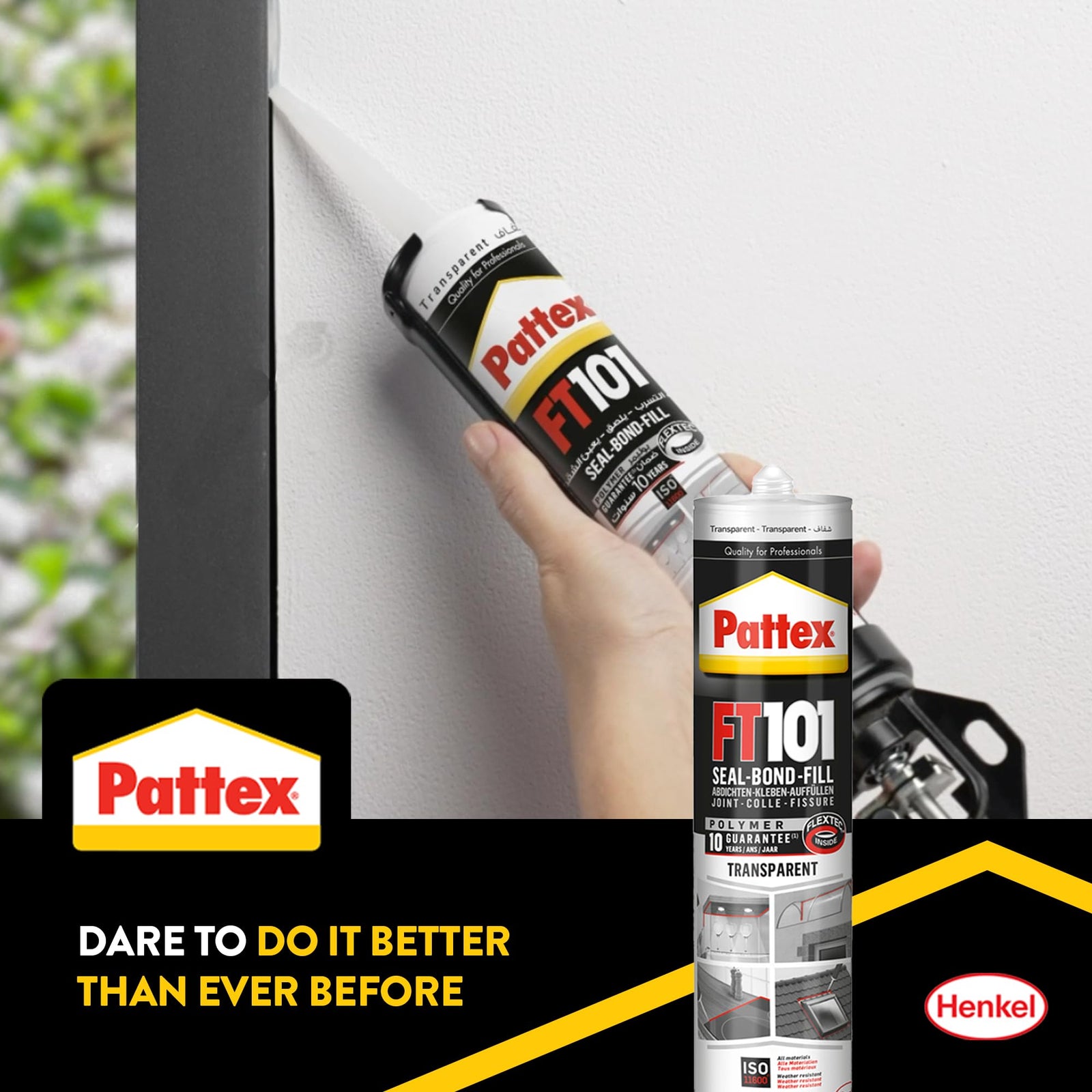 Pattex Seal-Bond-Fill Silicone Sealant Construction Adhesive 280 ml, Transparent
