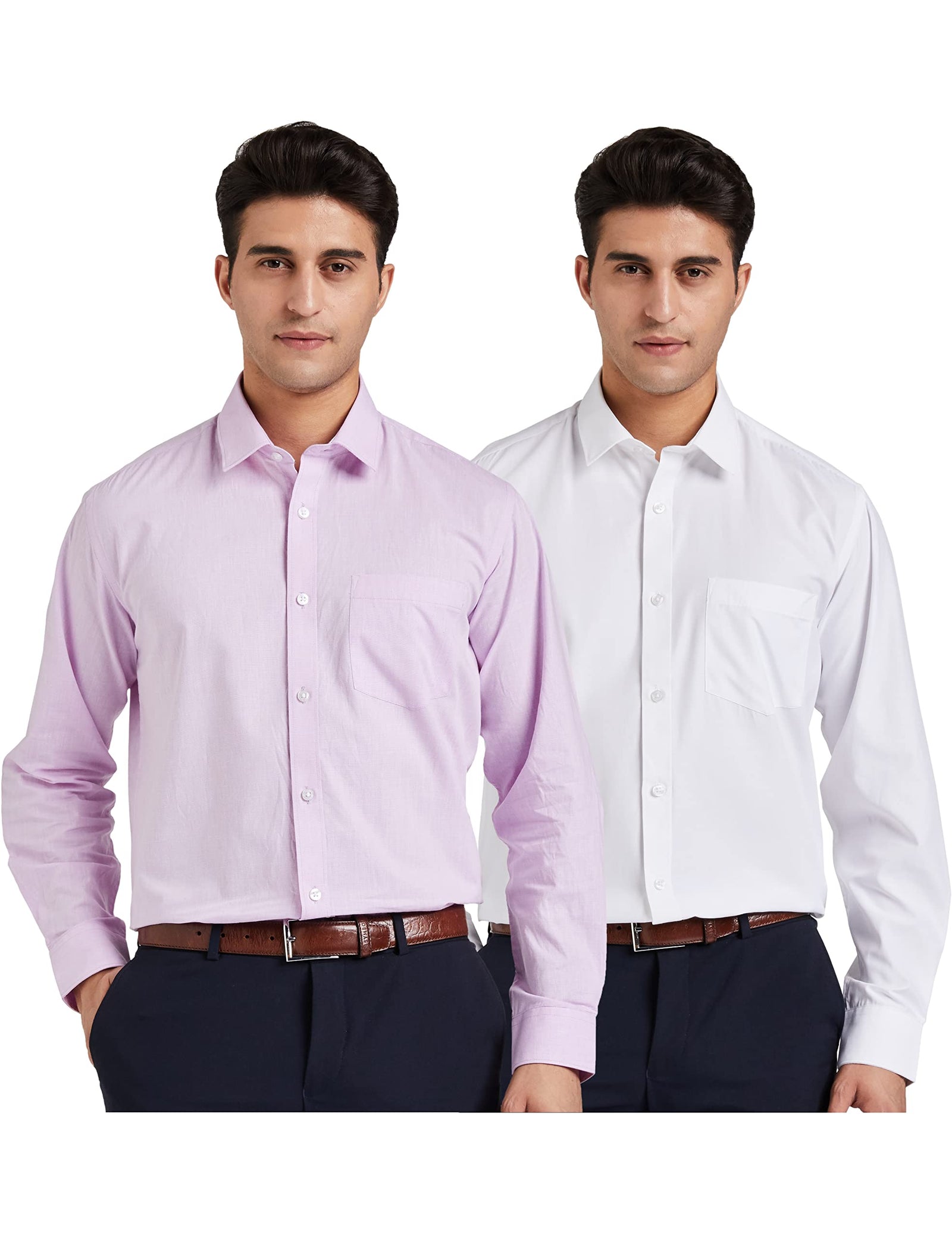 Symbol Men's Solid Loose Fit Full Sleeve Formal Shirt (Combo Pack of 2) (SS18-SMFS-209_