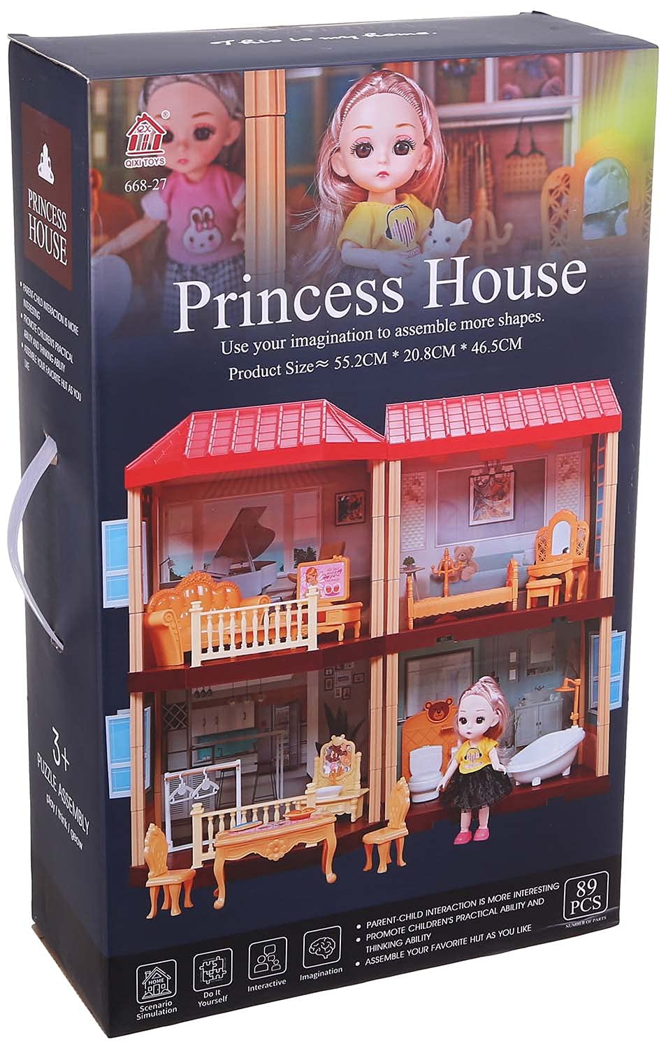 Qixi Toys 668-27 Princess House Shaped Building Set - 113 Pieces