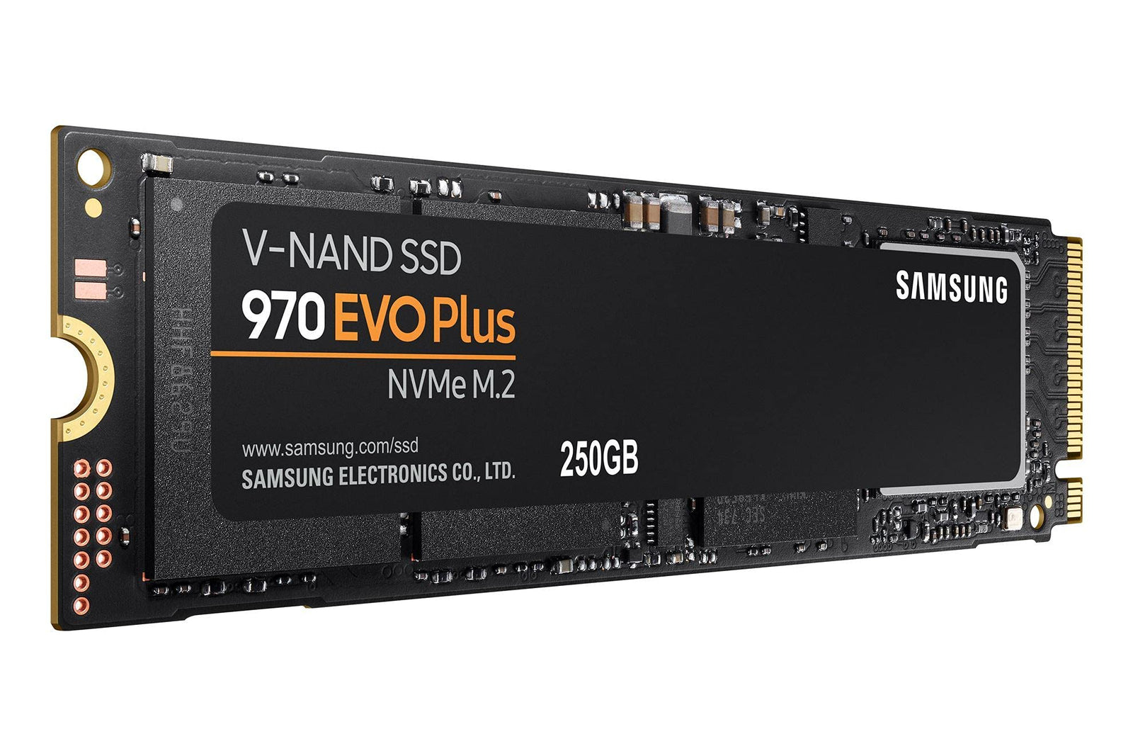 Samsung 970 Evo Plus 250 GB SSD interface M.2 NVME Write speed 2300 MBs Read speed 3500 MBs