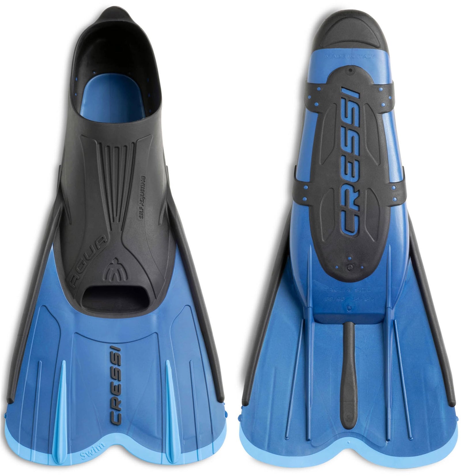 CRESSI Agua Short Fins - Self Adjusting Short Fins Snorkeling & Swimming Adults and Children