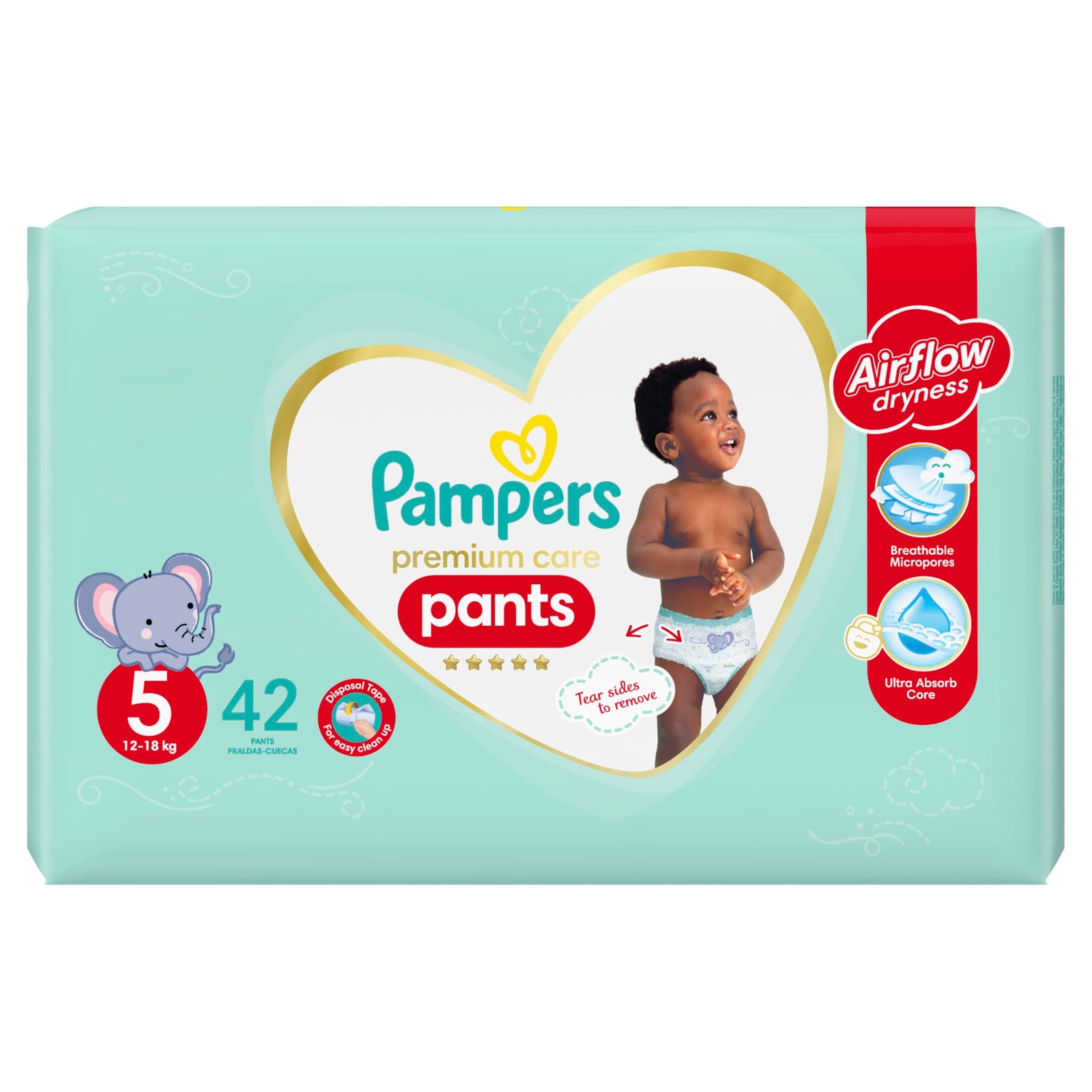 Pampers Premium Care Pants Diapers, Size 5, 12-18kg, Unique Softest Absorption for Ultimate Skin Protection, 40 Count