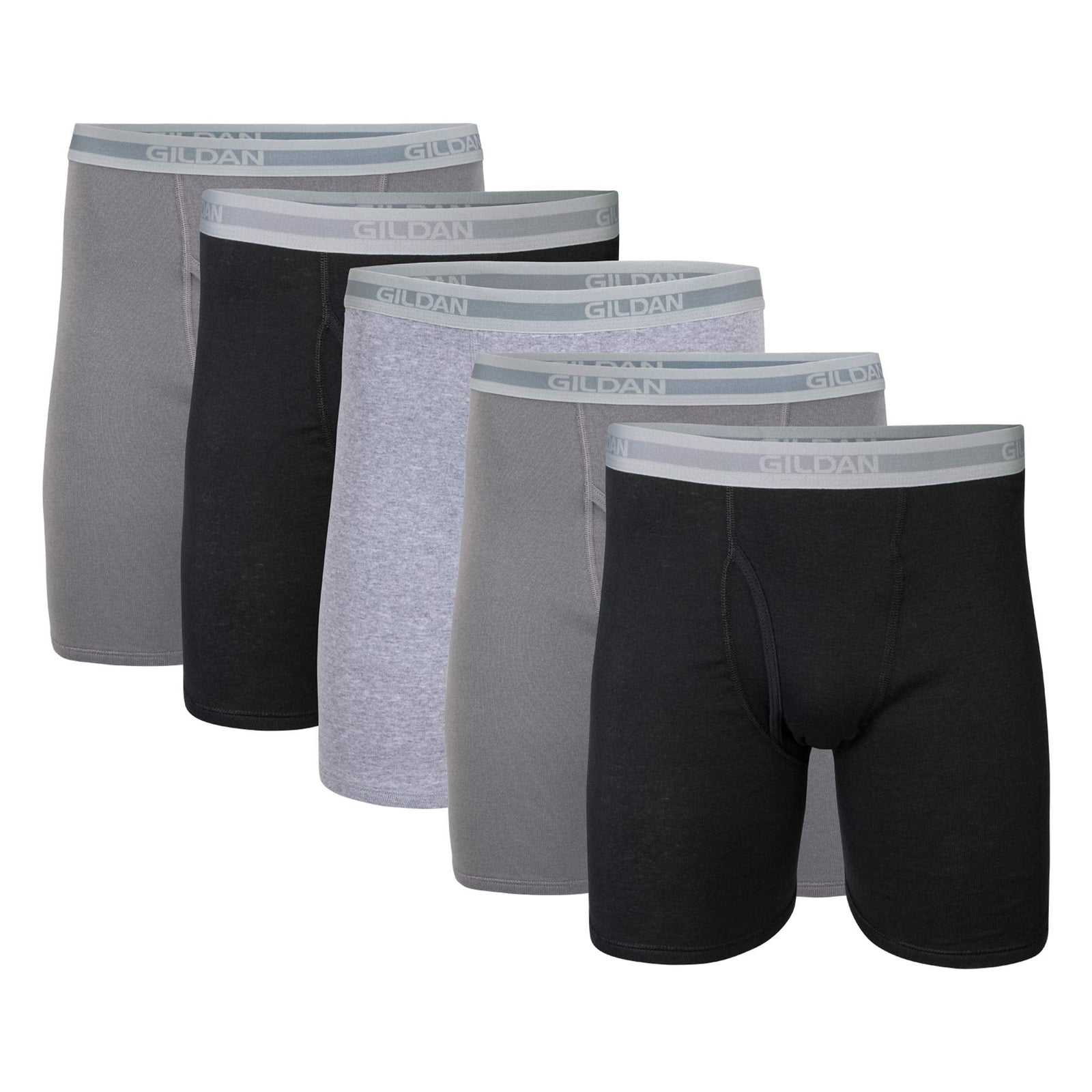 Gildan Men's Regular Leg Boxer Briefs, Multipack Color: Black/Charcoal/Sport Grey Size: L