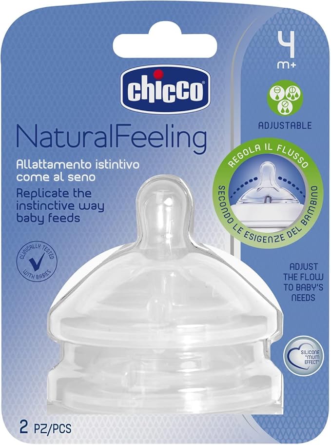 Chicco 81035200000 Natural Feeling Teat 4m+ Adjustable Flow 2 Pcs