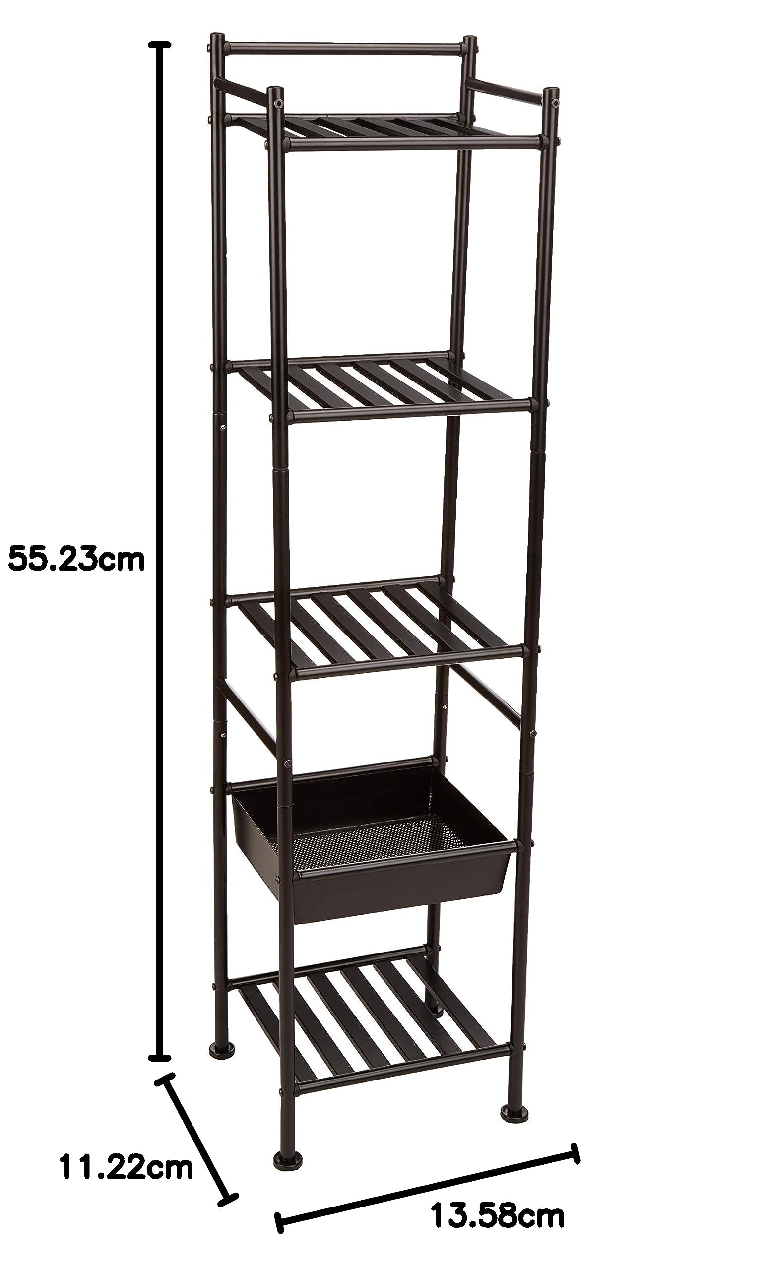 Amazon Basics 5-Tier Bathroom Shelving Unit with Basket