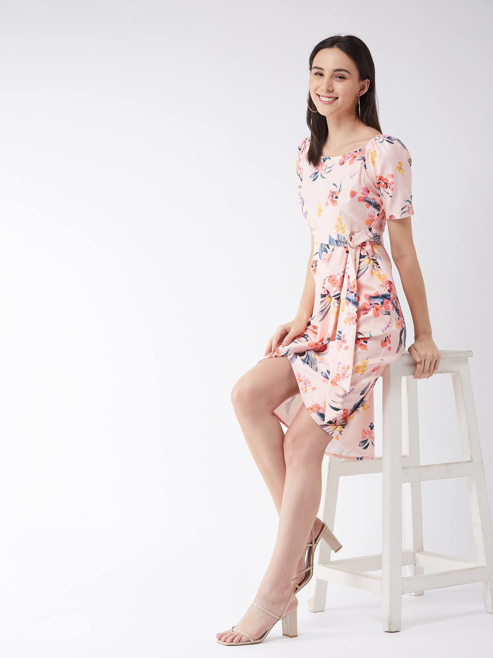 Miss Olive Women's Relaxed Fit Knee Length Premium Polyester Dress (MOSS23D31-37-254)