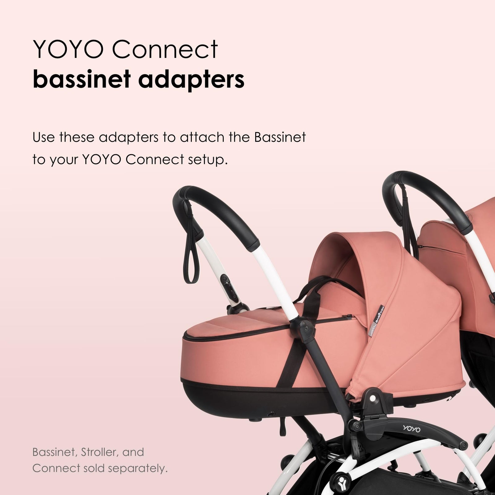 BABYZEN YOYO Connect Bassinet Adapters (2 pcs) - Connect your YOYO Stroller Bassinet to the Babyzen YOYO2 Stroller - Black, one size