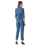 Miss Olive Women's Regular Fit Shirt Style Solid Jumpsuit.Azure Blue.L