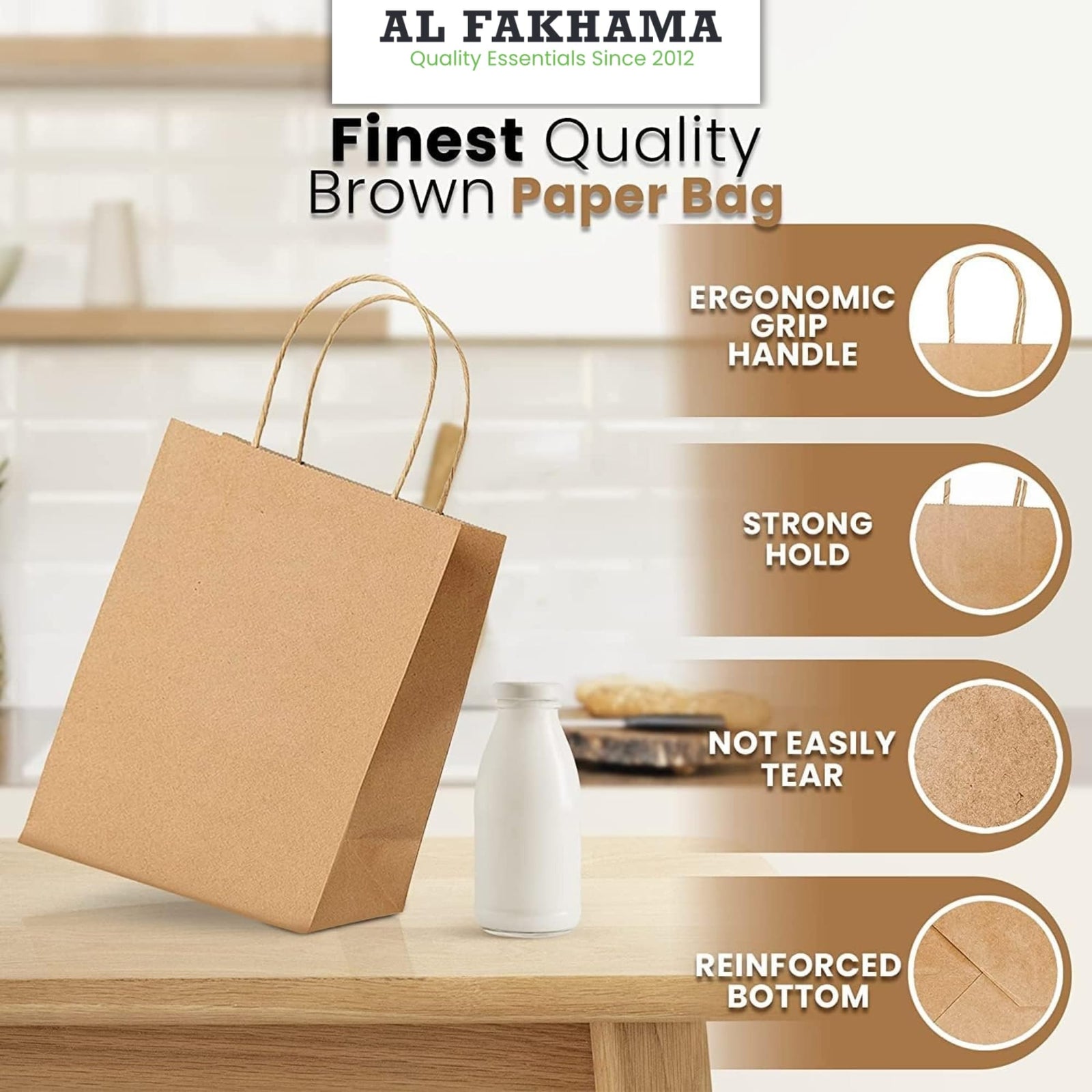 Al FAKHAMA 15 Pcs Paper Bag Brown Twisted Handle Paper Party Bags Hen Party Bags Kraft Paper Bag Bride Birthday Gift Bag Wedding Celebrations Bags For Party Favour (29 x 29 x 15 cm) - Pack Of 15