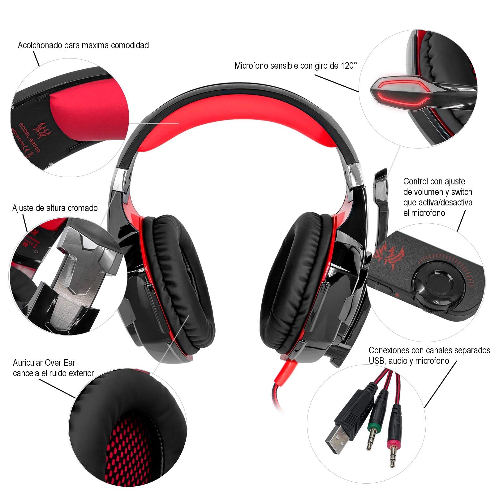 G2000 Gaming Headset Deep Bass Computer Game Headphones with microphone LED Light for computer PC Gamer