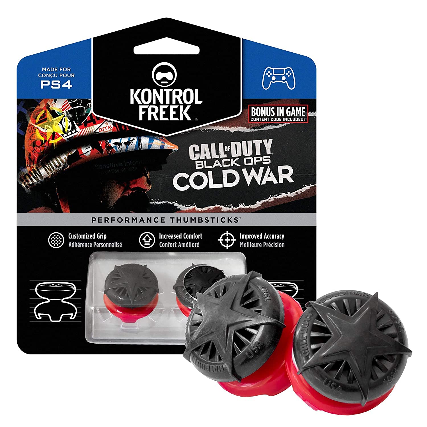 KontrolFreek Call of Duty: Black Ops Cold War Performance Thumbsticks for PS4 & PS5 – 2 High-Rise, Convex