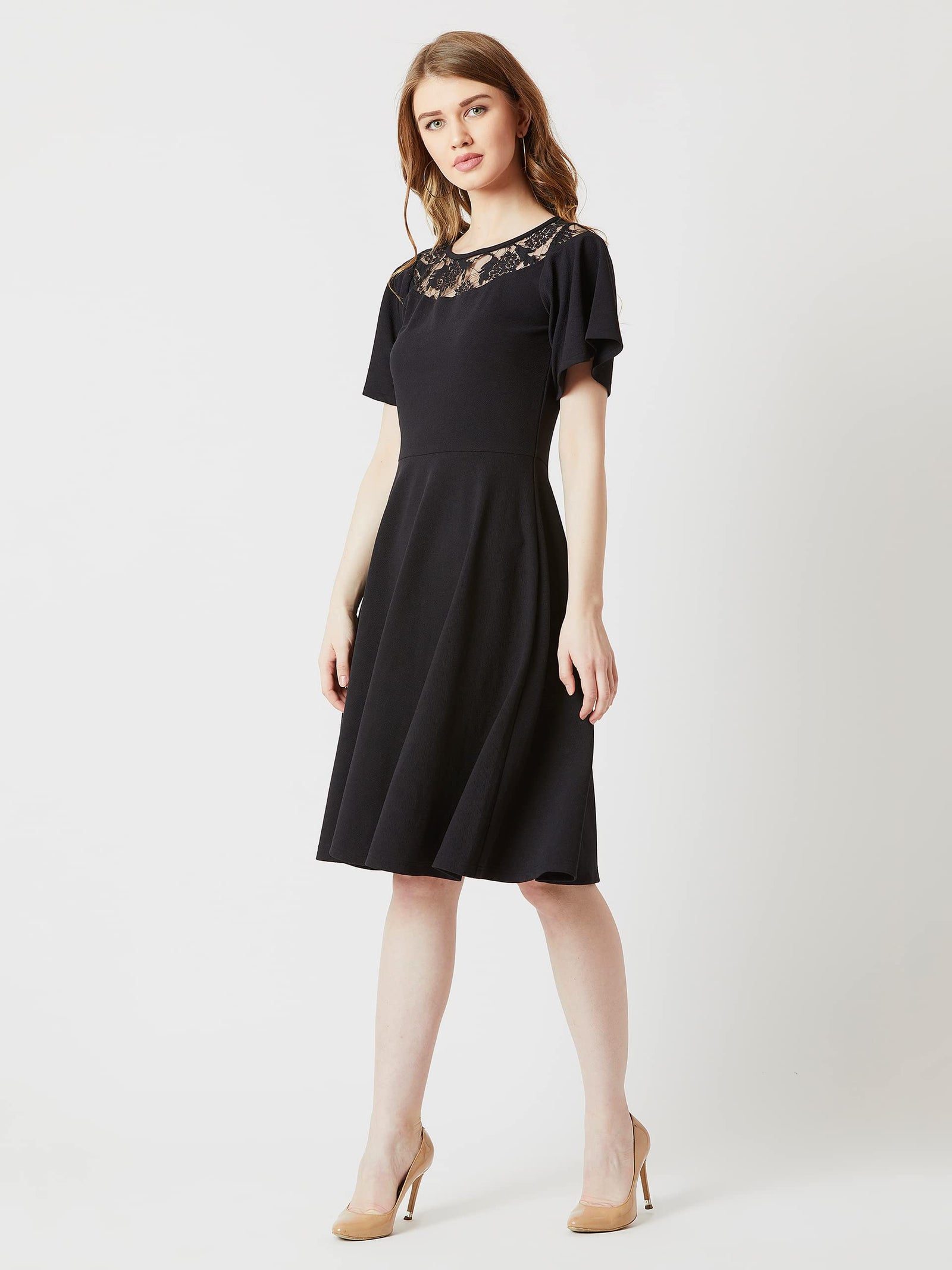 Miss Olive Women's Round Neck Sleeveless Embellished Midi Dress (MOSS22D13-65-261-05)
