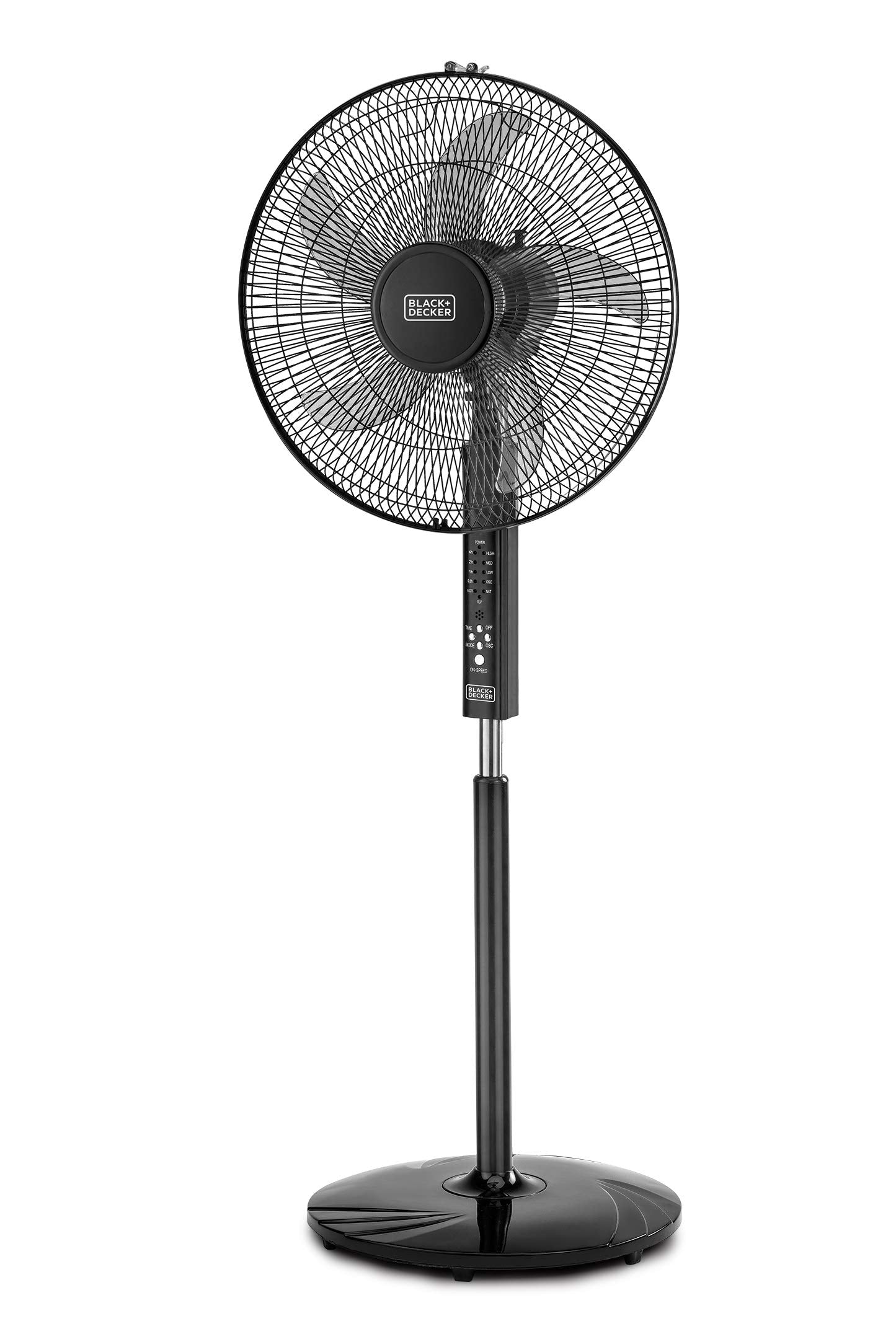 Black & Decker 60W Stand Fan 16 Inch Fan Diameter 90° Wide Swing, 3 Speeds Low/Medium/High Plus Modes And 5AS Blade With Remote Control For The Perfect Temperature FS1620R-B5