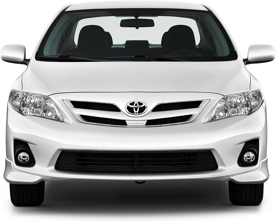 DNA MOTORING HL-OH-TCOR11-CH-AM Chrome Housing Amber Corner Headlights Replacement For 11-13 Corolla Sedan