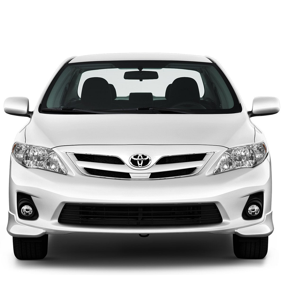 DNA MOTORING HL-OH-TCOR11-CH-AM Chrome Housing Amber Corner Headlights Replacement For 11-13 Corolla Sedan