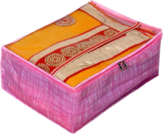 Fun Homes Non Woven Saree Cover With Transparent Top (Pink)-HS_38_FUNH21606