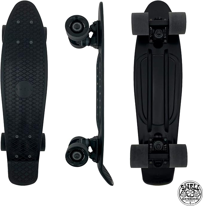 Swell Skateboards 22 inch and 28 Inch Plastic Retro Mini Cruiser Complete Skateboard for Beginners, Boys, Girls, Youths, Teens, Adults, and College Students.