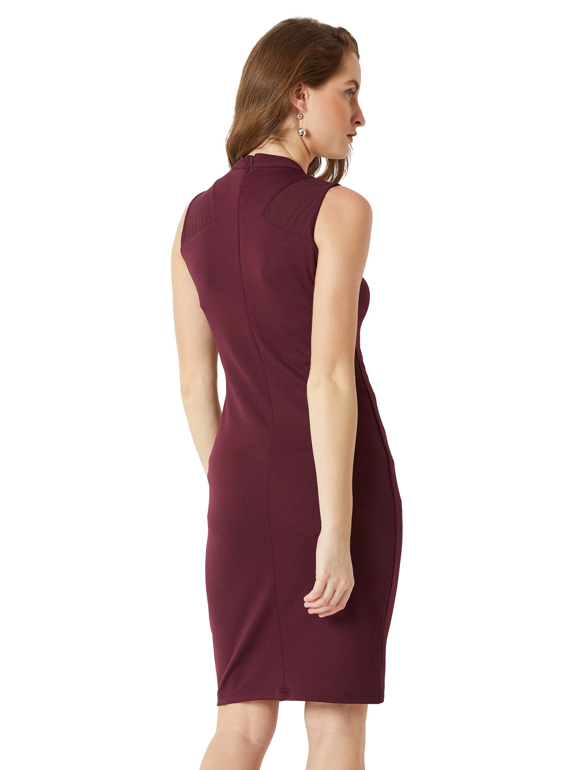 Miss Olive Women's Bodycon Knee-Length Dress.Wine Red