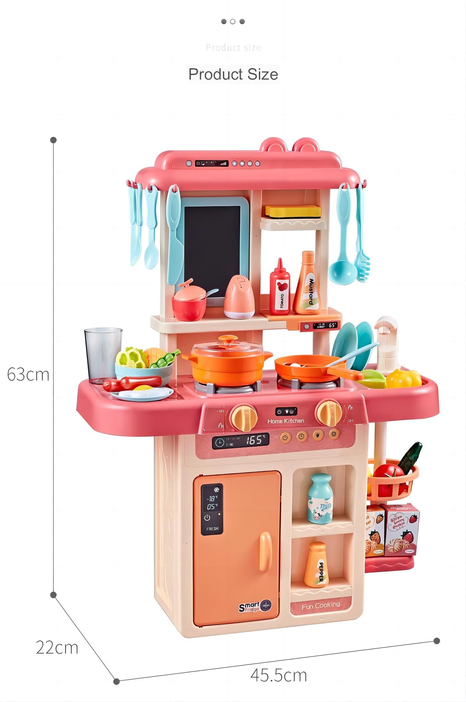 Lenosed Kids Play Kitchen, Simulation Toy Spray Water Tableware Kids Kitchen Toys, 42Pcs Cooking Set Fruit Vegetable Tea Playset Toy For Kids Early Age Development Educational Pretend Player