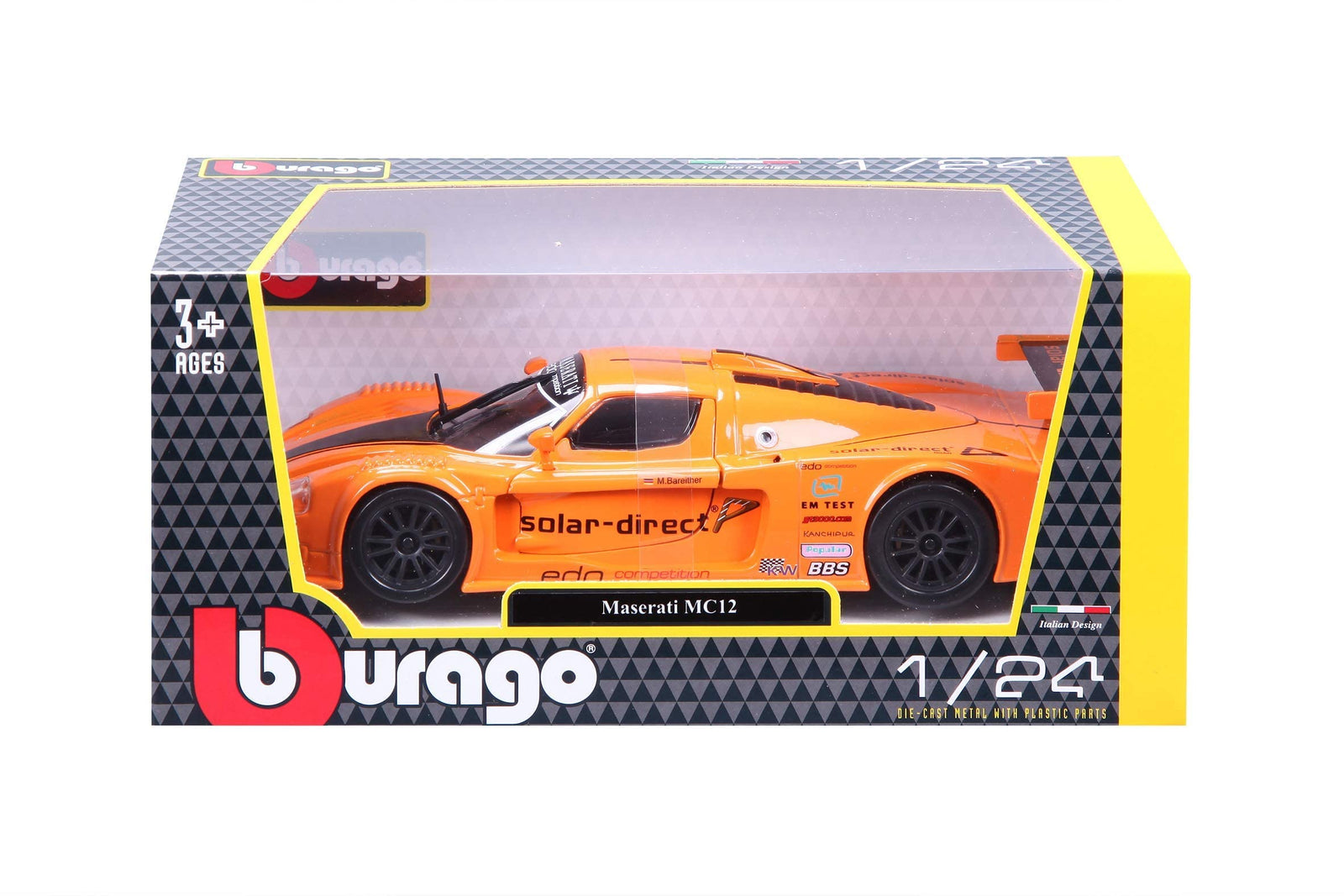 Bburago Maserati MC 12 1:24 Scale Diecast Car – Orange (Yellow 18-21078)