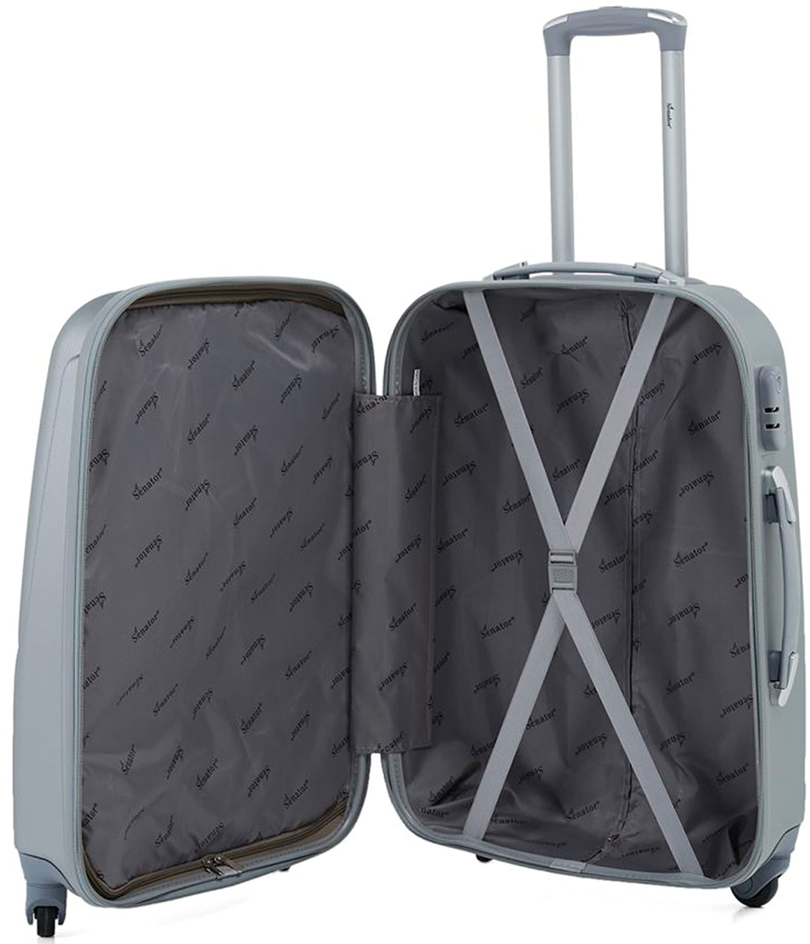 Senator Lightweight Luggage Checked Bag- Durable Hard-Shell Luggage 28 Inches Suit Case for Travel, Large Hard Sided Luggage with Spinner Wheels 4, KH134 (Checked Luggage 28-Inch, Silver)