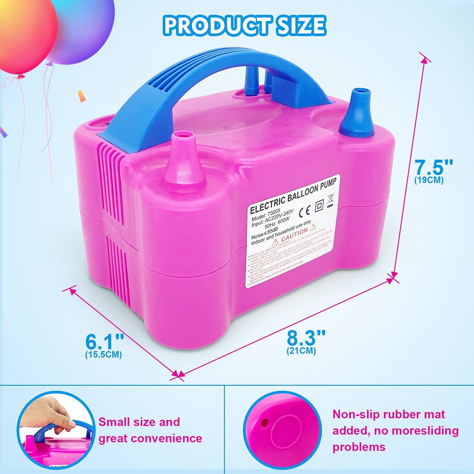 SKY-TOUCH Electric Balloon Pump, Portable Balloons Air Pump for Balloon Arch, Balloon Garland, Party Decorations, Kids Birthday, Baby Shower, Party Supplies & Decorations, Pink