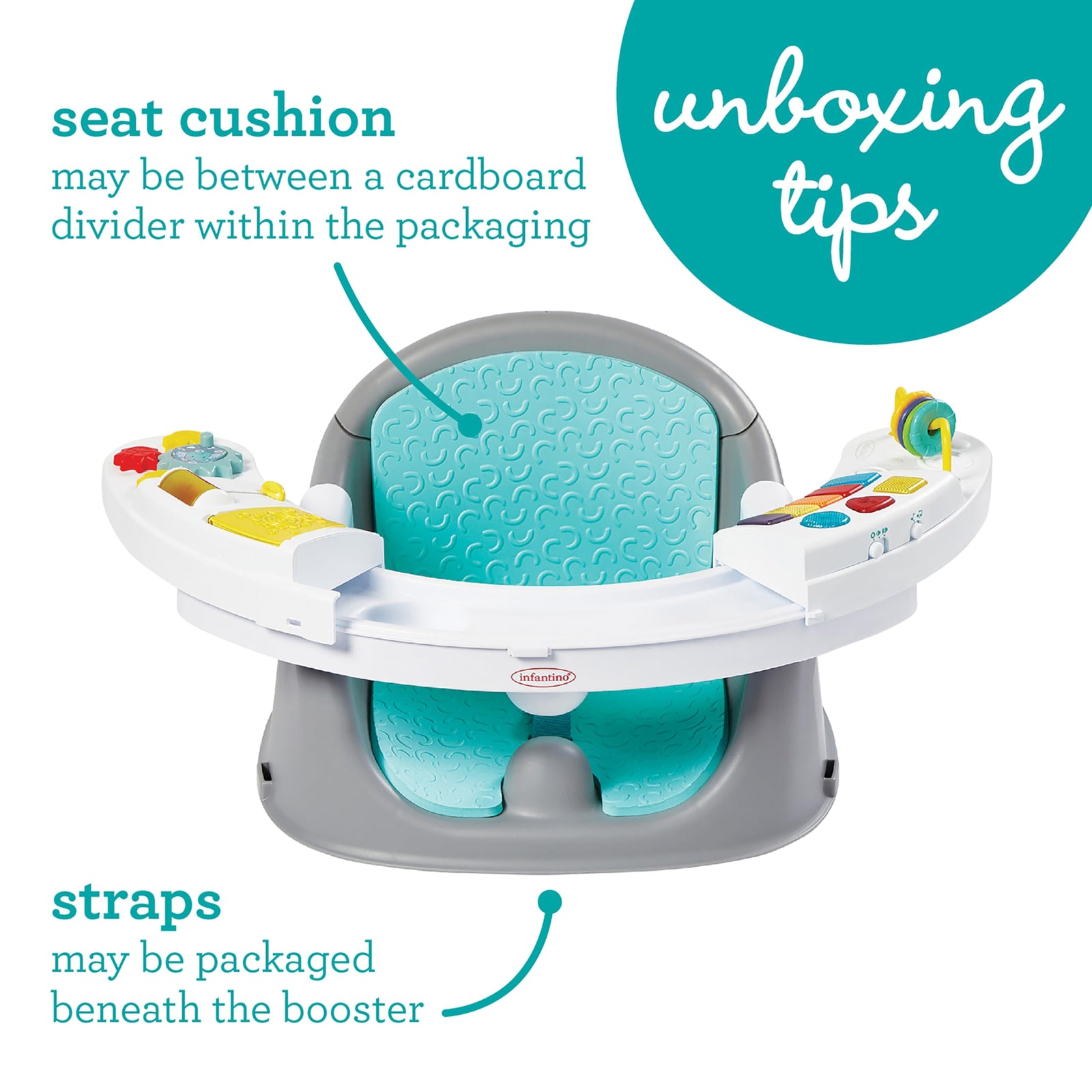 Infantino Music&Lights 3-In-1 Discovery Seat & Booster|Activity|Feeding|Interactive Music|Baby/ Child Learning & Development|