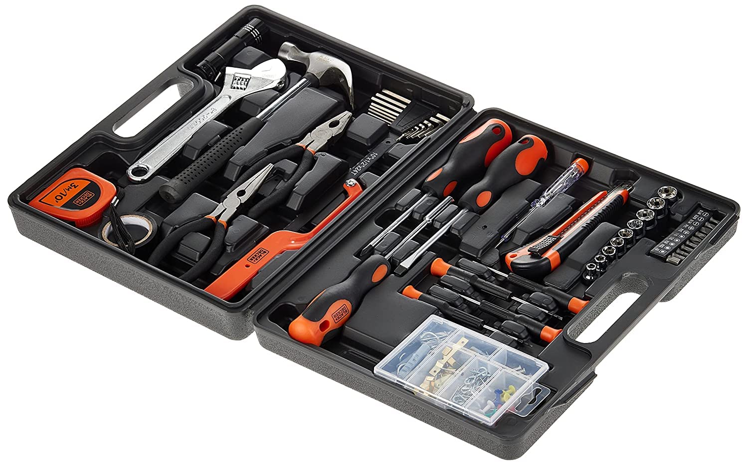 Black & Decker 126 Pieces Hand Tool Kit In Kitbox For Home Diy & Professional USe, Orange/Black