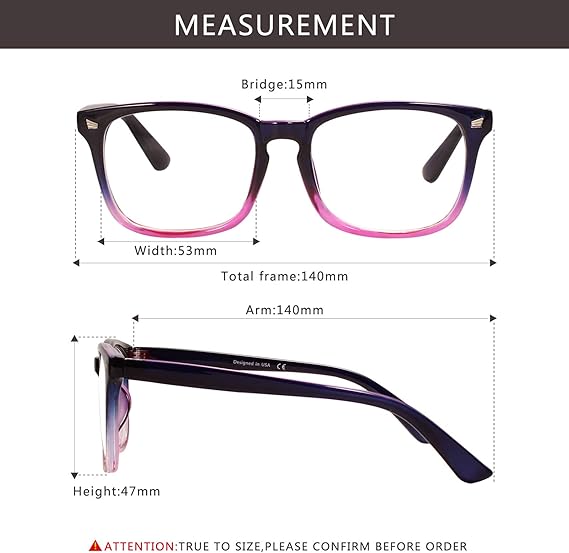 Bestum Plain Glasses Frame for Women Men Plastic full Frame Clear Lens(Black purple)