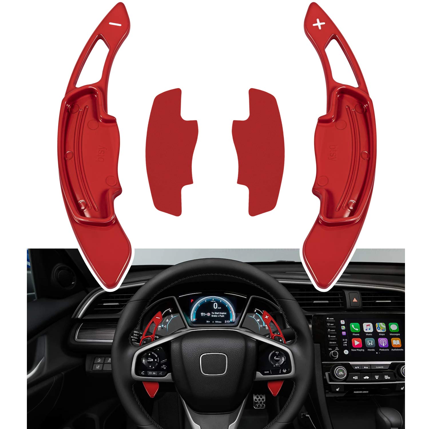 bonbo Red Sports Aluminum Steering Wheel Paddle Shifter Extension Cover trim interior Accessories for Honda Accord Civic Insight CR-V