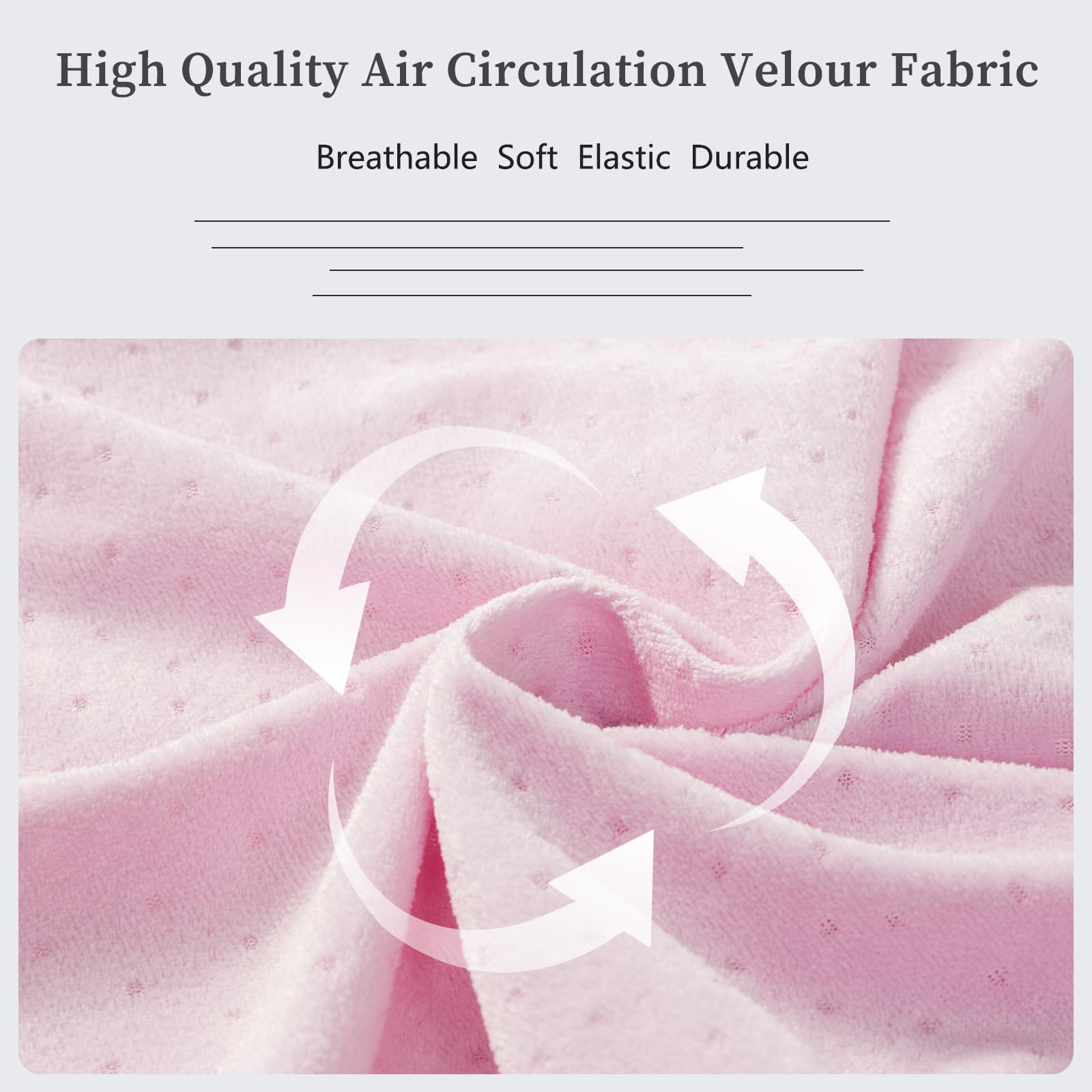 1 MIDDLE ONE C Shaped Pregnancy Pillow Cover, Breathable Velour Replacement Maternity Pillow Case with Zipper, Cover Only (Pink)
