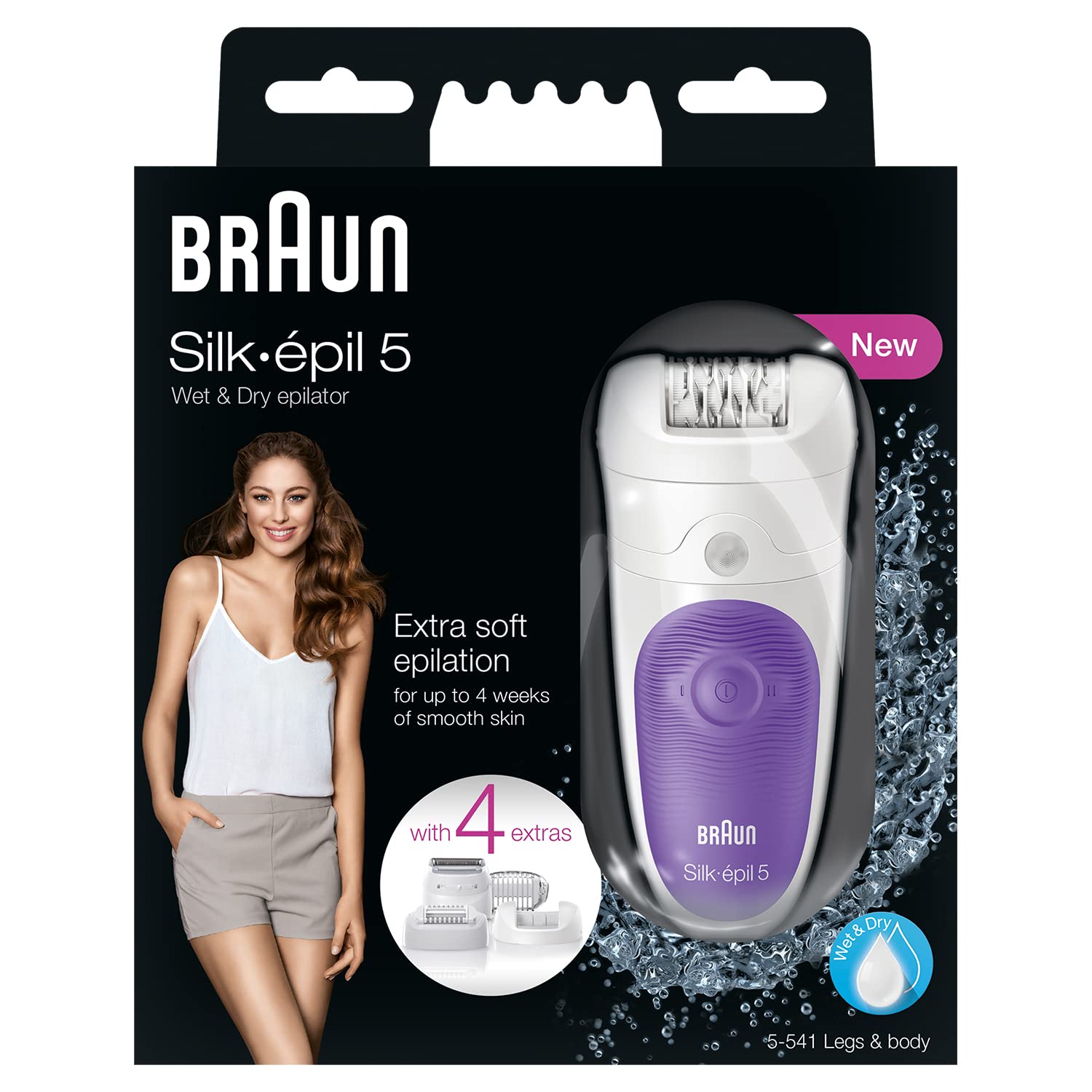 Braun Silk-Epil 5 5-541 Wet & Dry Epilator With 4 Extras