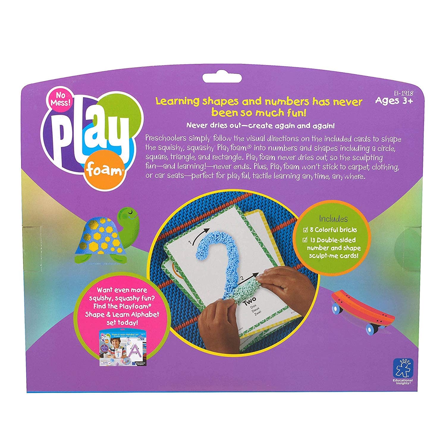 Educational Insights Playfoam Shape & Learn Numbers Set: Non-Toxic, Never Dries Out - Preschoolers Practice Numbers Recognition & Formation - Perfect For Ages 3 And Up