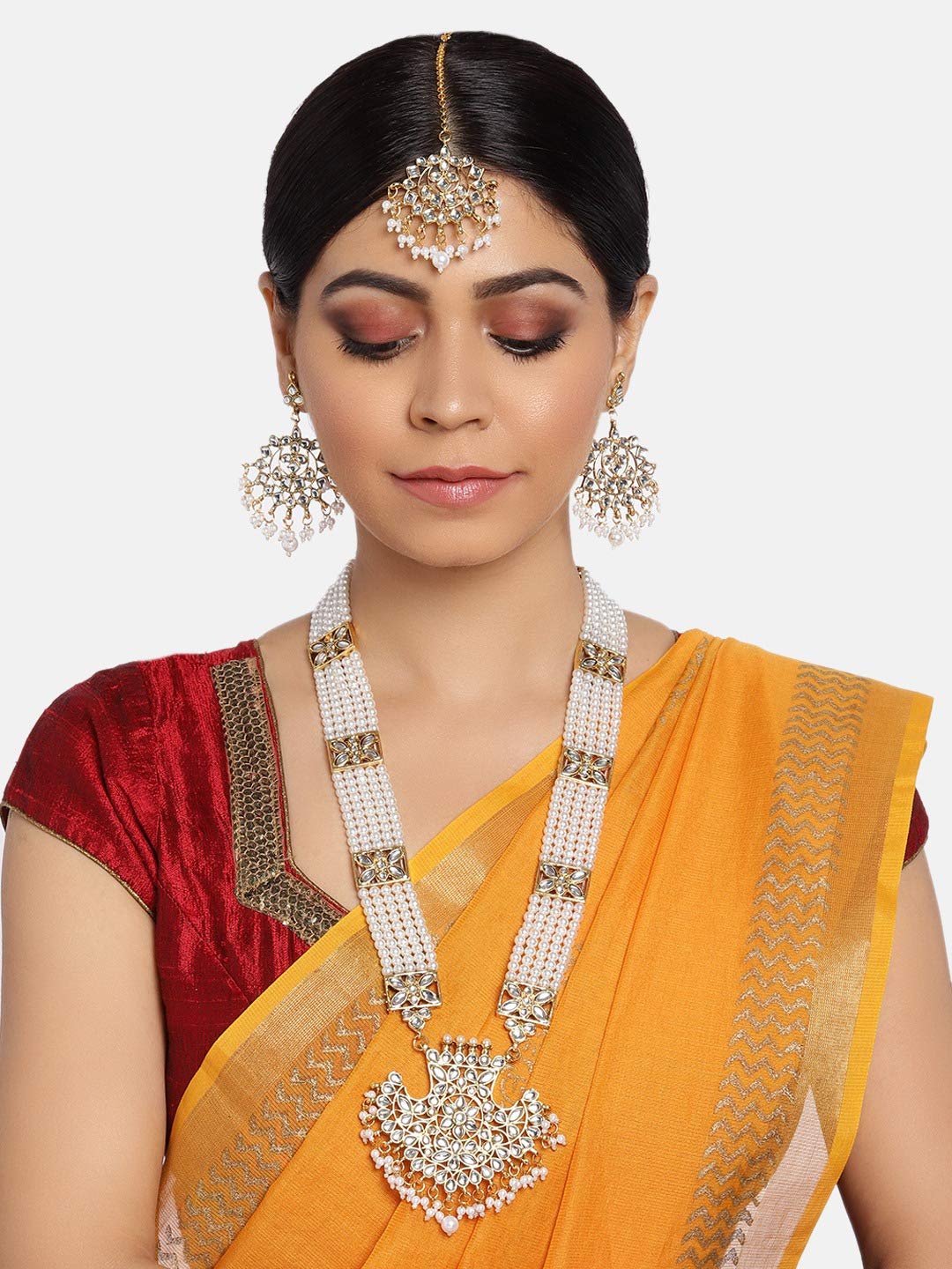 ZAVERI PEARLS Wedding Pearl Jewellery Set For Women (Golden) (ZPFK9802)